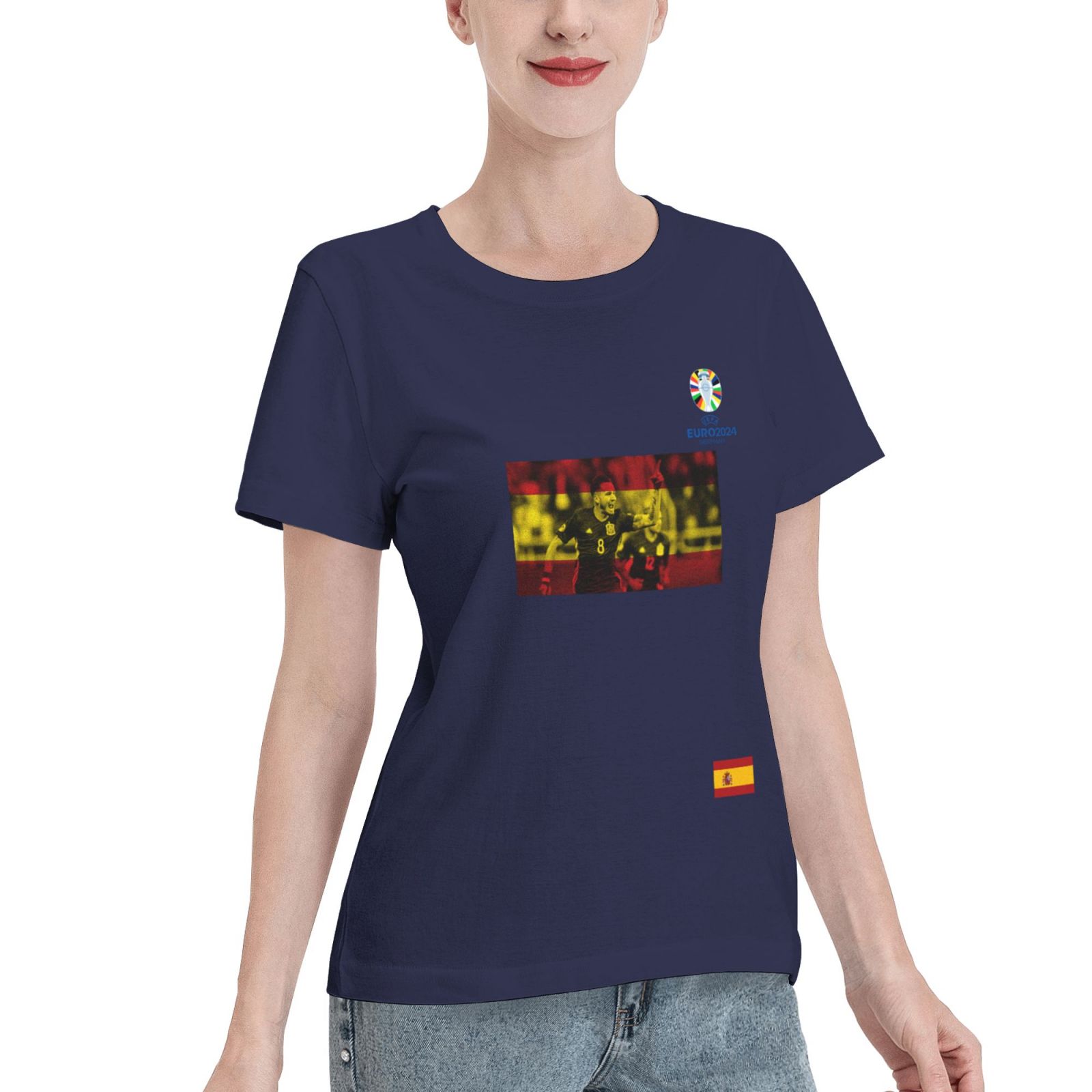 Women's Spain EURO 2024 Basic Short Sleeve T-Shirt WBT1740 - Soccerfana