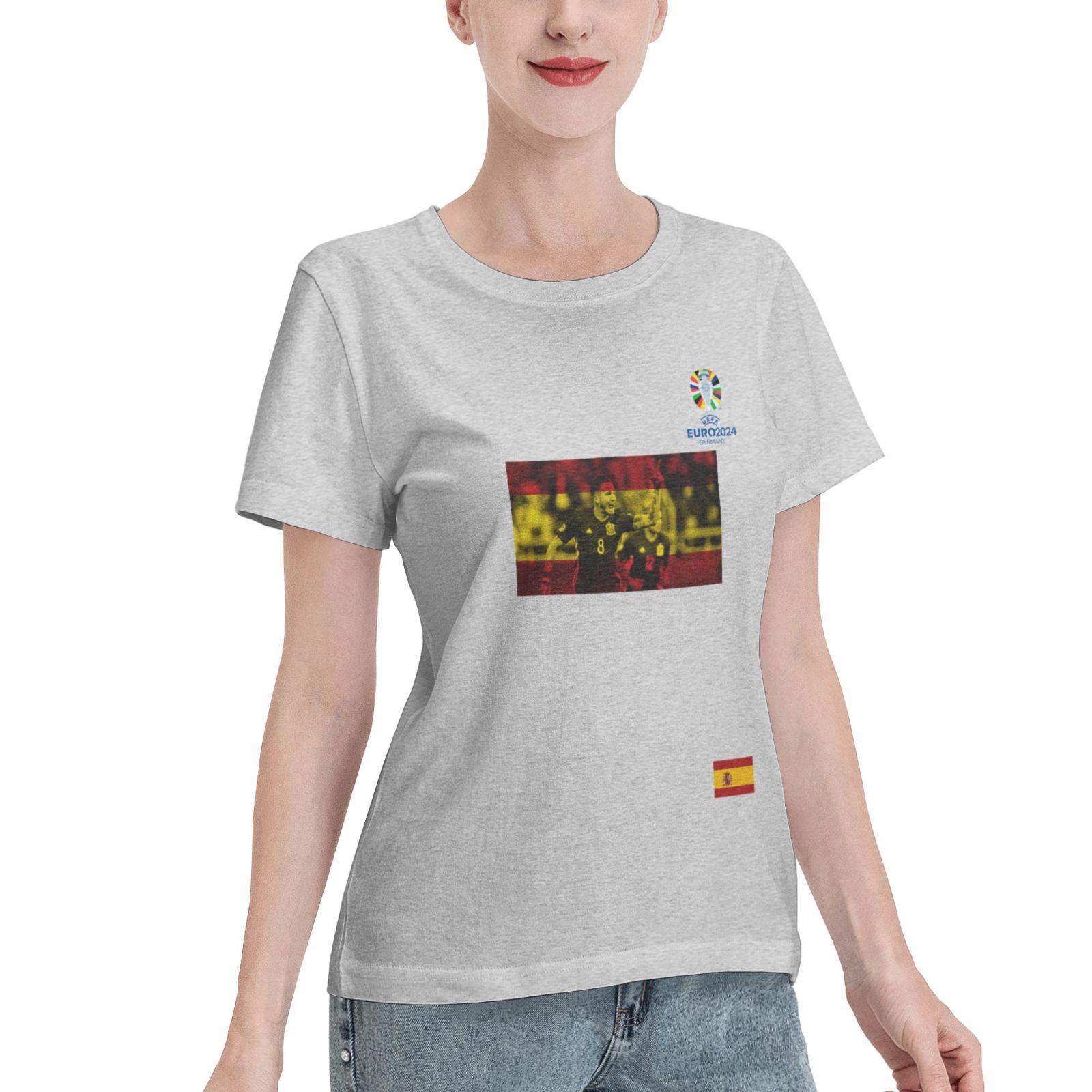 Women's Spain EURO 2024 Basic Short Sleeve T-Shirt WBT1740 - Soccerfana