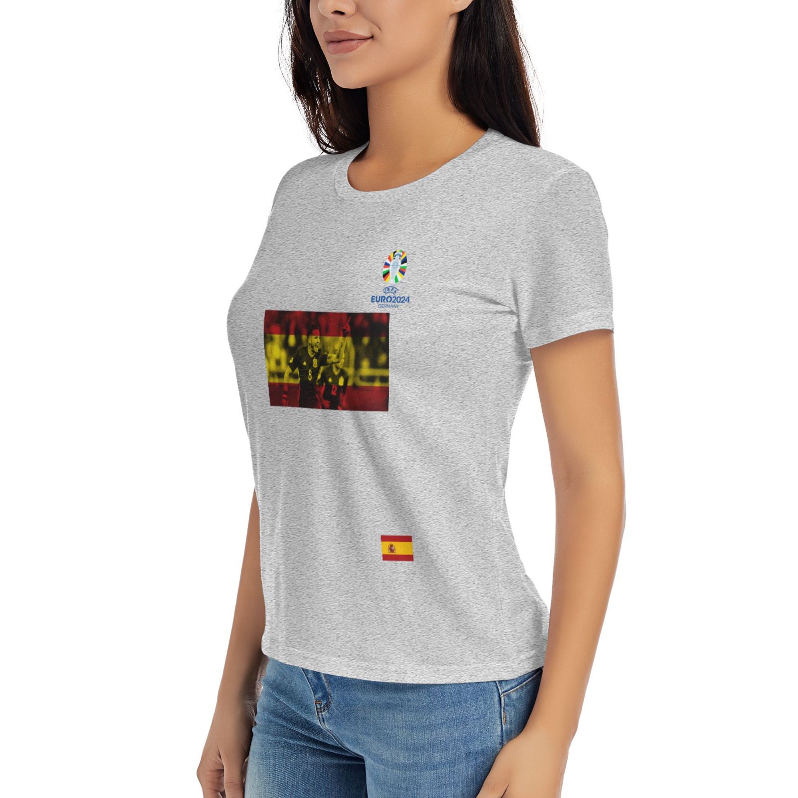 Women's Spain EURO 2024 Basic Short Sleeve T-Shirt WBT1740 - Soccerfana