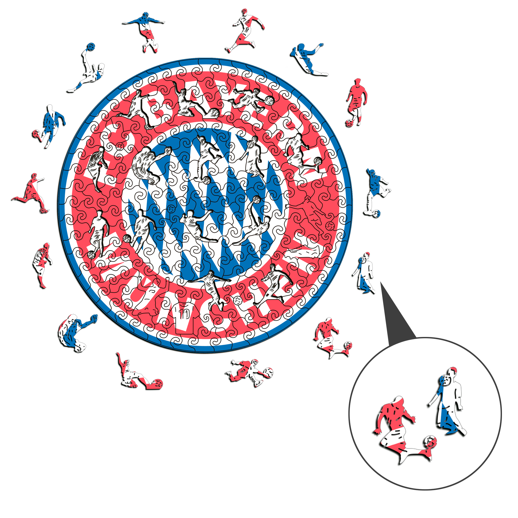 Bayern Munich Logo Wooden Jigsaw Puzzle - Soccerfana