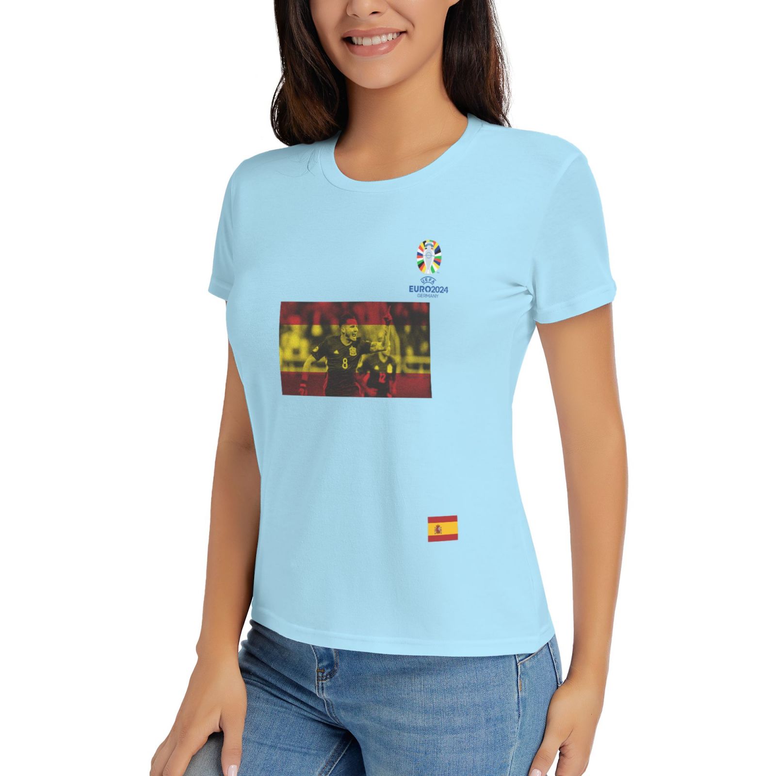 Women's Spain EURO 2024 Basic Short Sleeve T-Shirt WBT1740 - Soccerfana