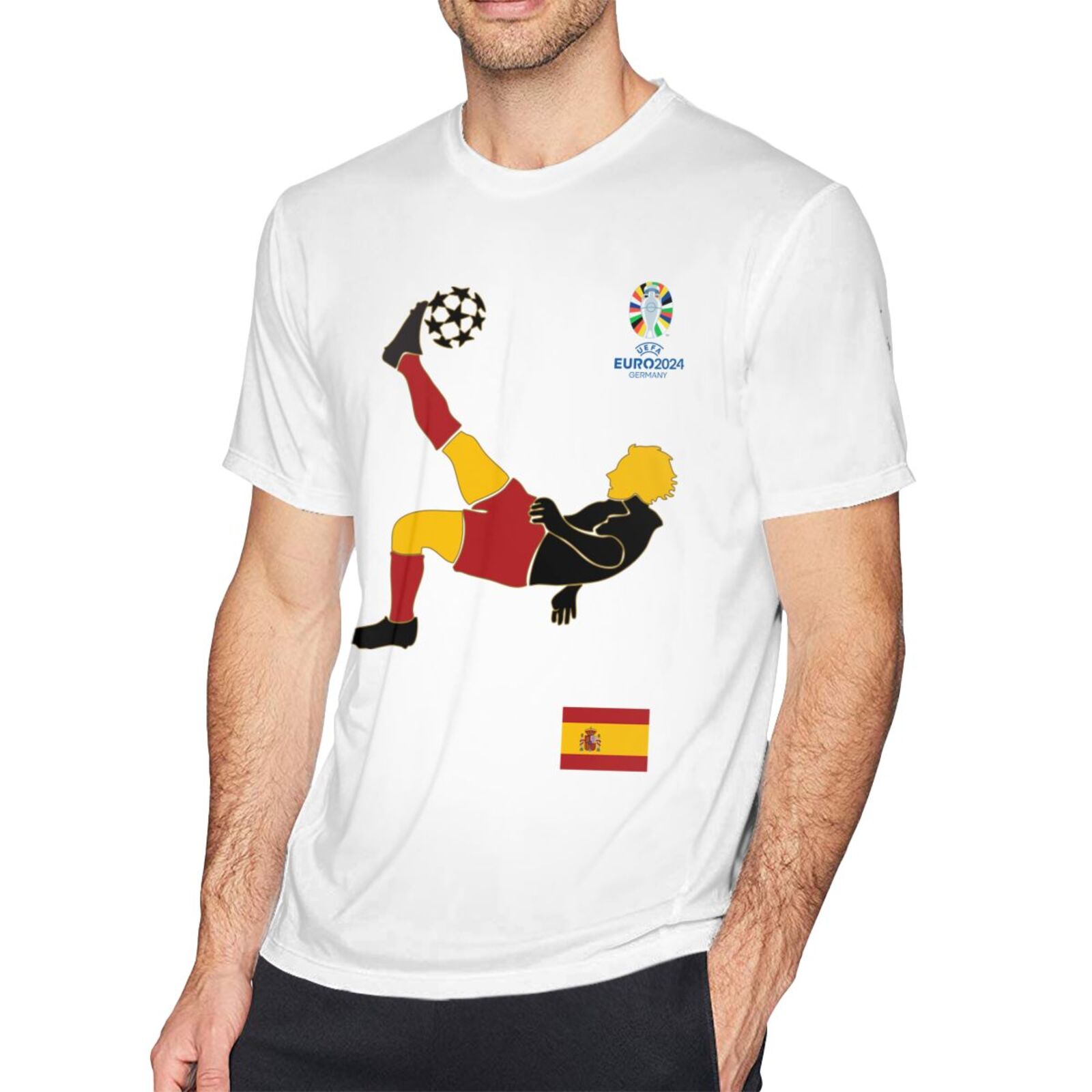 Men's Spain EURO 2024 Basic Short Sleeve T-Shirt BST1724 - Soccerfana