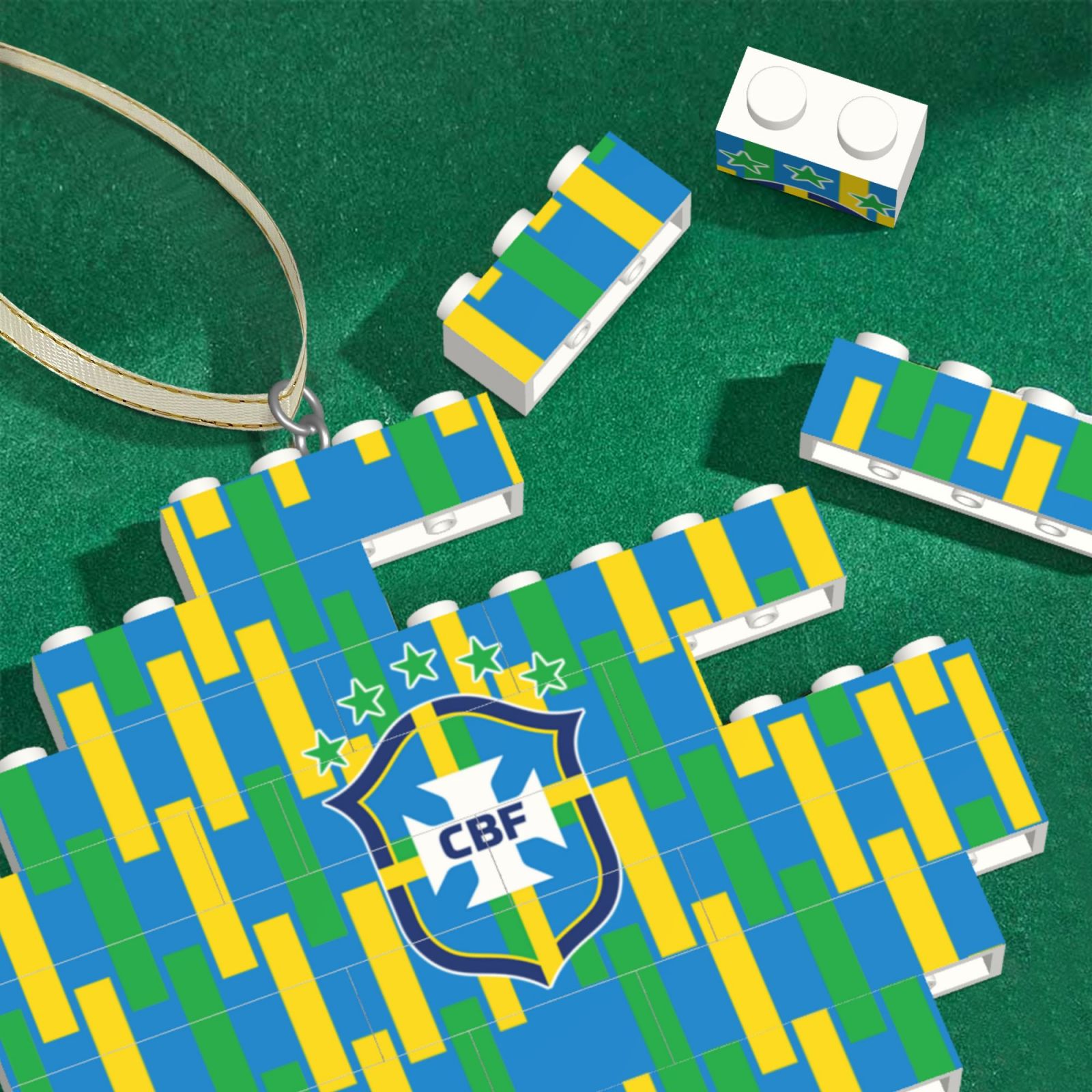 Brazil Building Block Puzzle Ornament BBP1993 - Soccerfana
