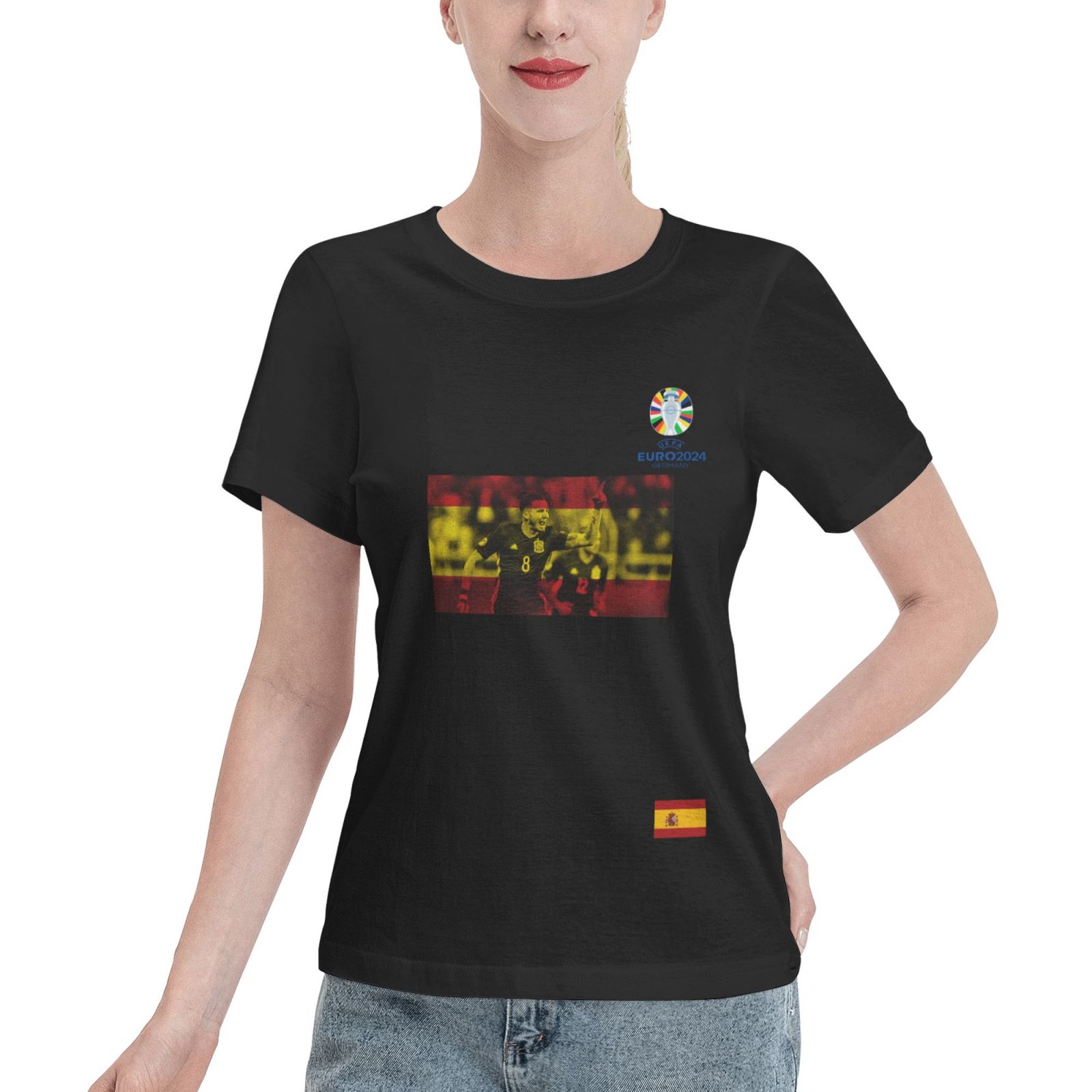 Women's Spain EURO 2024 Basic Short Sleeve T-Shirt WBT1740 - Soccerfana