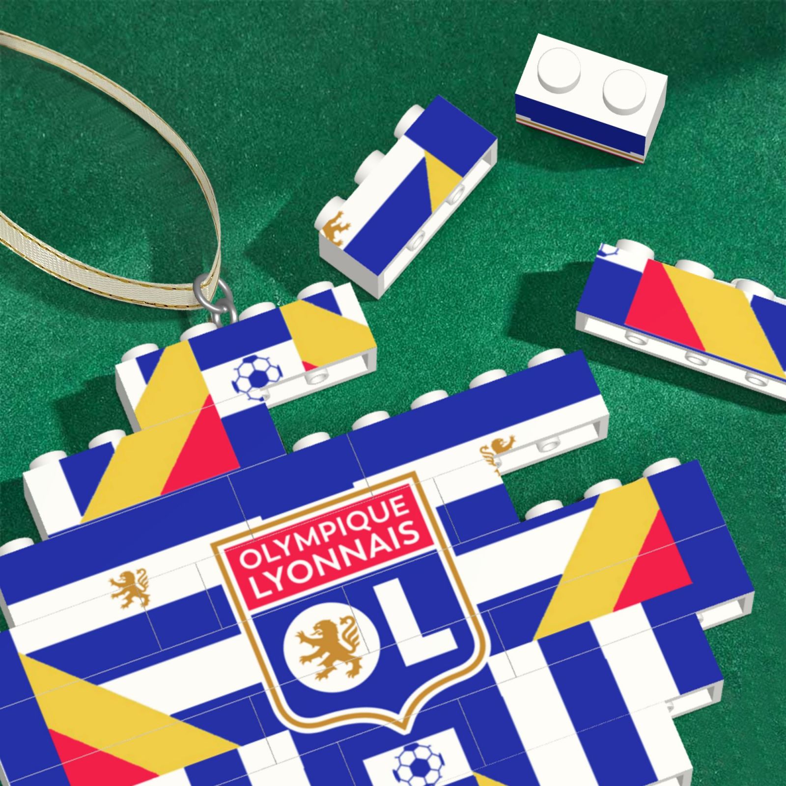 Olympique Lyonnais Building Block Puzzle Ornament BBP2012 - Soccerfana