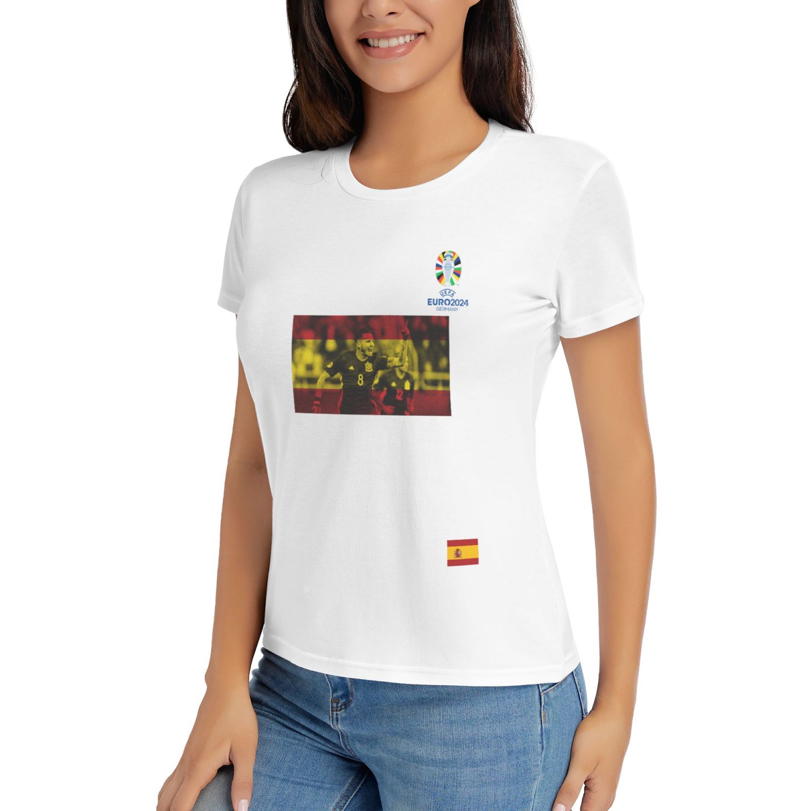 Women's Spain EURO 2024 Basic Short Sleeve T-Shirt WBT1740 - Soccerfana