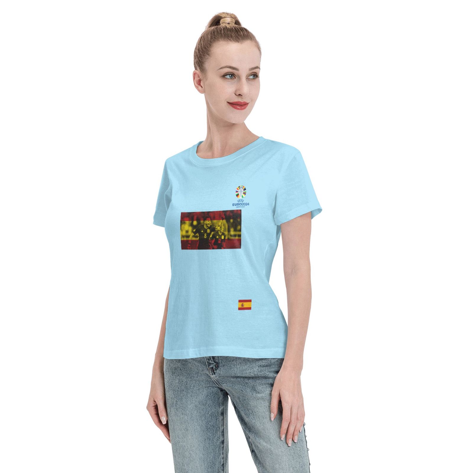 Women's Spain EURO 2024 Basic Short Sleeve T-Shirt WBT1740 - Soccerfana