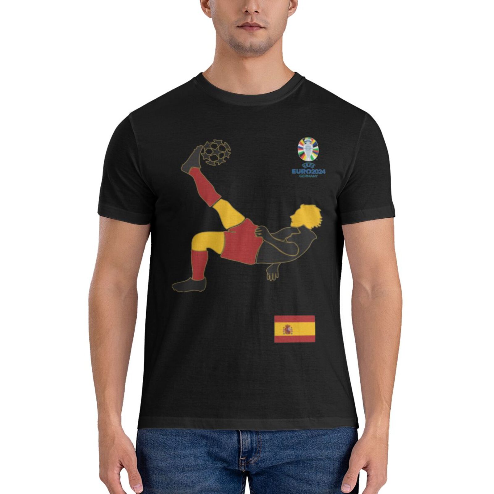 Men's Spain EURO 2024 Basic Short Sleeve T-Shirt BST1724 - Soccerfana