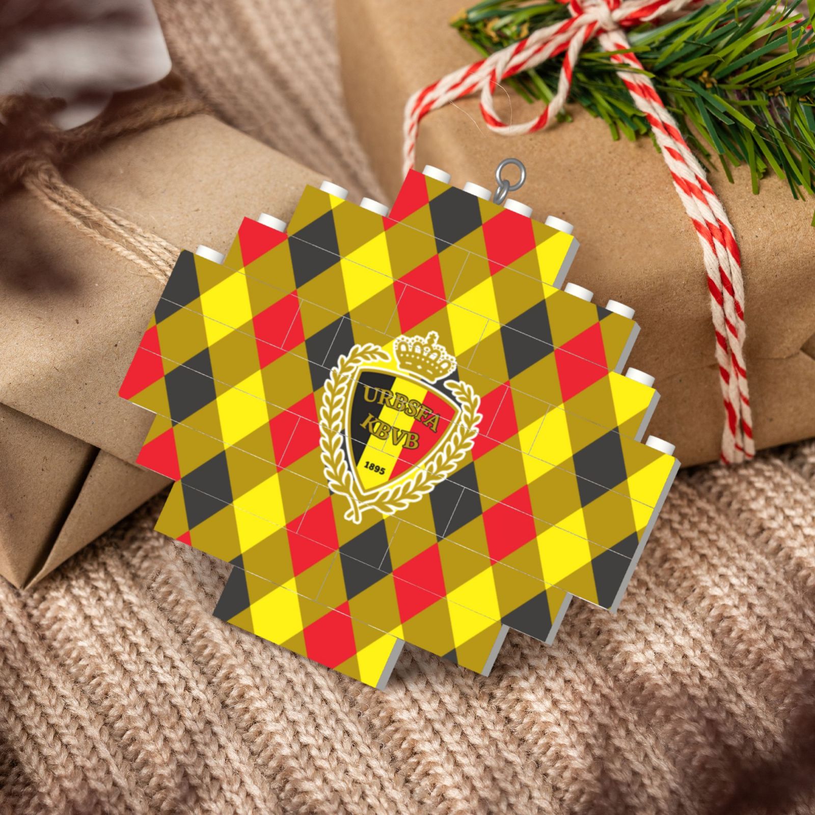 Belgium Building Block Puzzle Ornament BBP2040 - Soccerfana