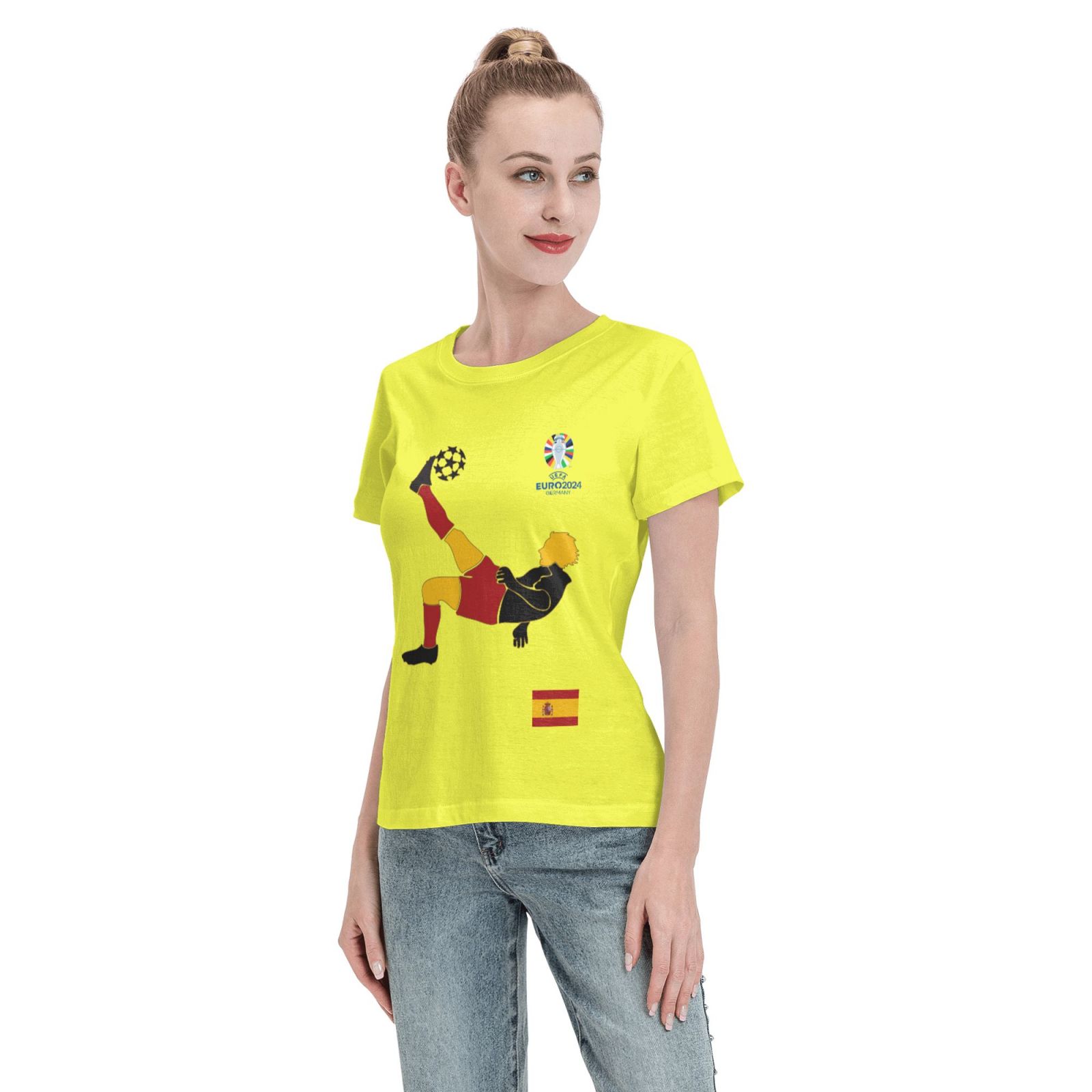 Women's Spain EURO 2024 Basic Short Sleeve T-Shirt WBT1725 - Soccerfana
