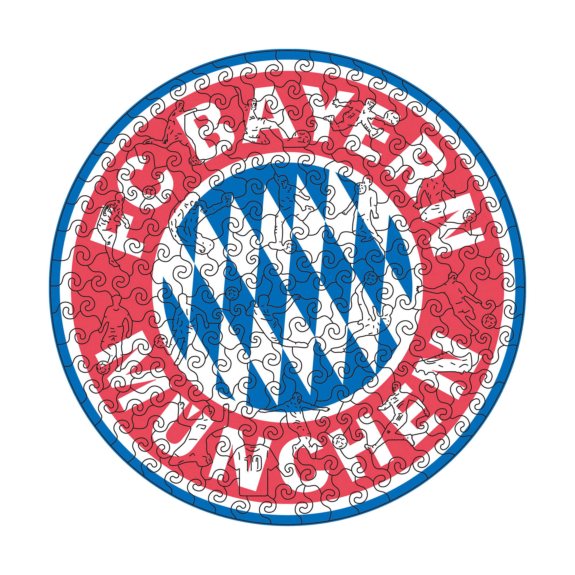 Bayern Munich Logo Wooden Jigsaw Puzzle - Soccerfana