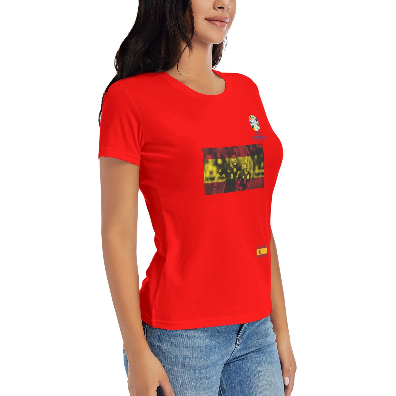 Women's Spain EURO 2024 Basic Short Sleeve T-Shirt WBT1740 - Soccerfana