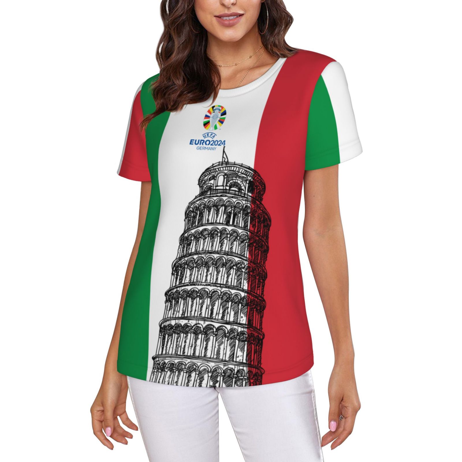 Women's Italy EURO 2024 Short Sleeve T-Shirt WST1715 - Soccerfana