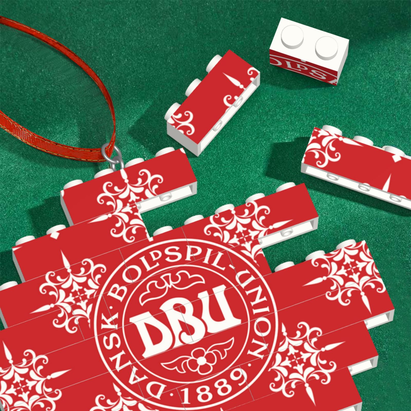 Denmark Building Block Puzzle Ornament BBP2177 - Soccerfana