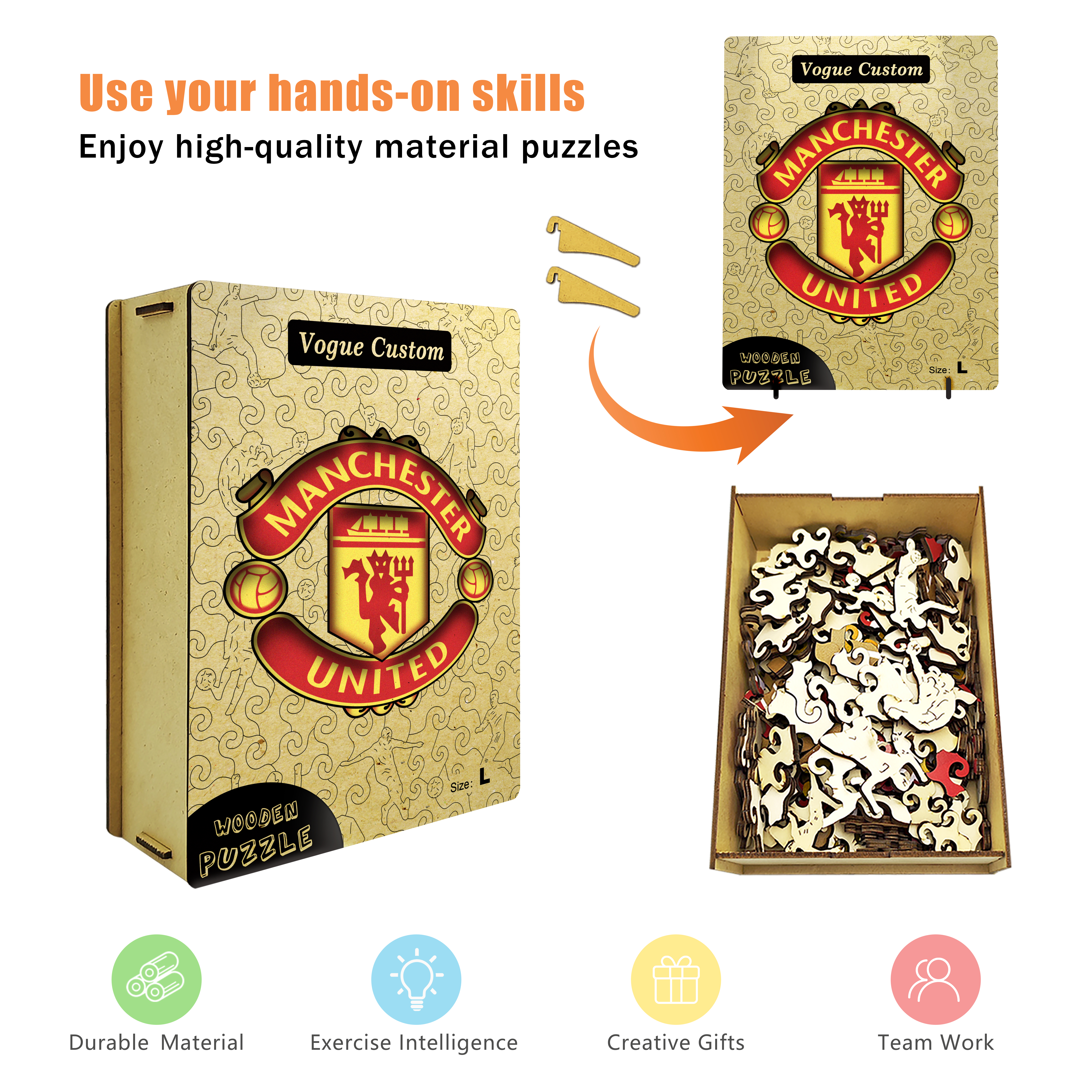 Manchester United Logo Wooden Jigsaw Puzzle - Soccerfana