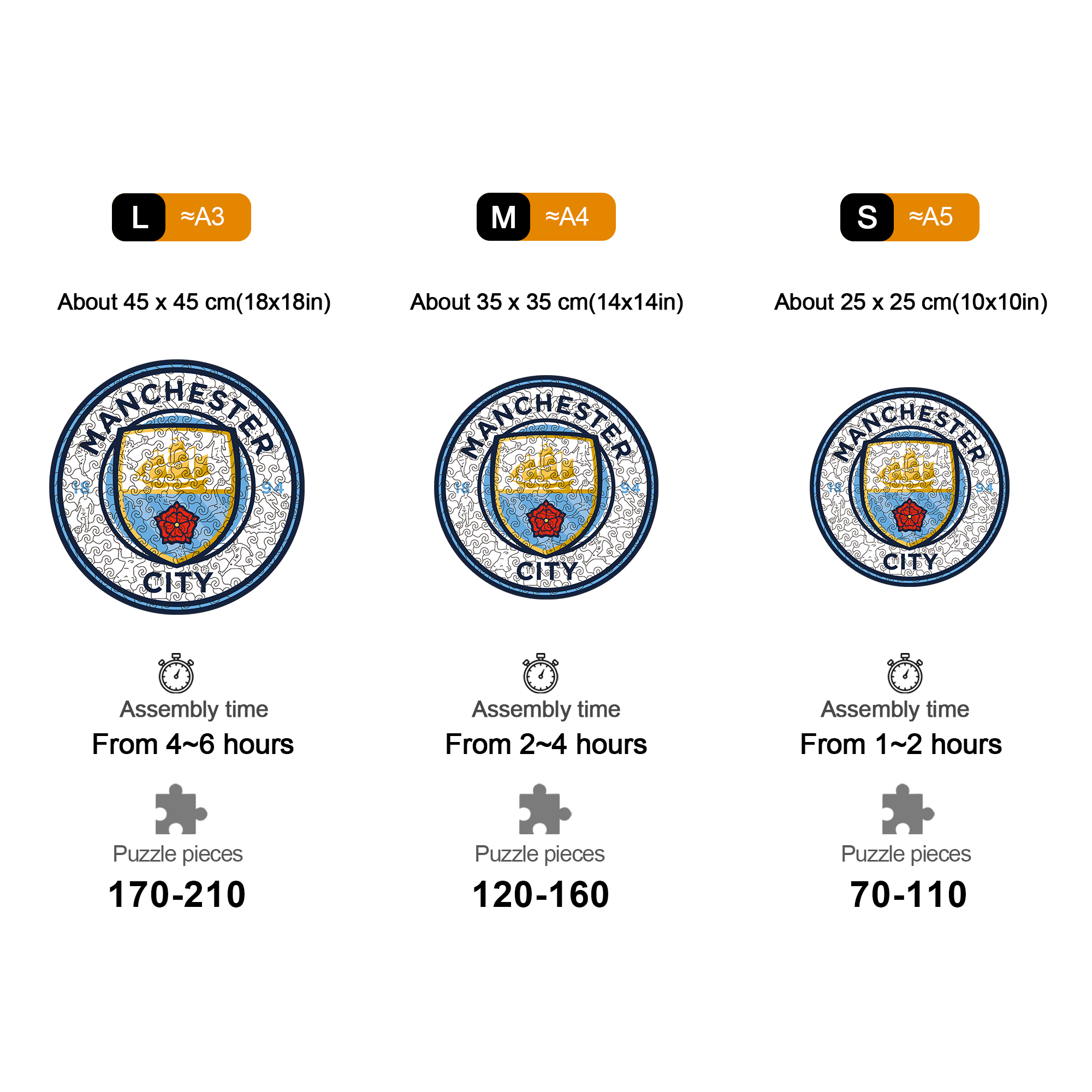 Manchester City Logo Wooden Jigsaw Puzzle - Soccerfana