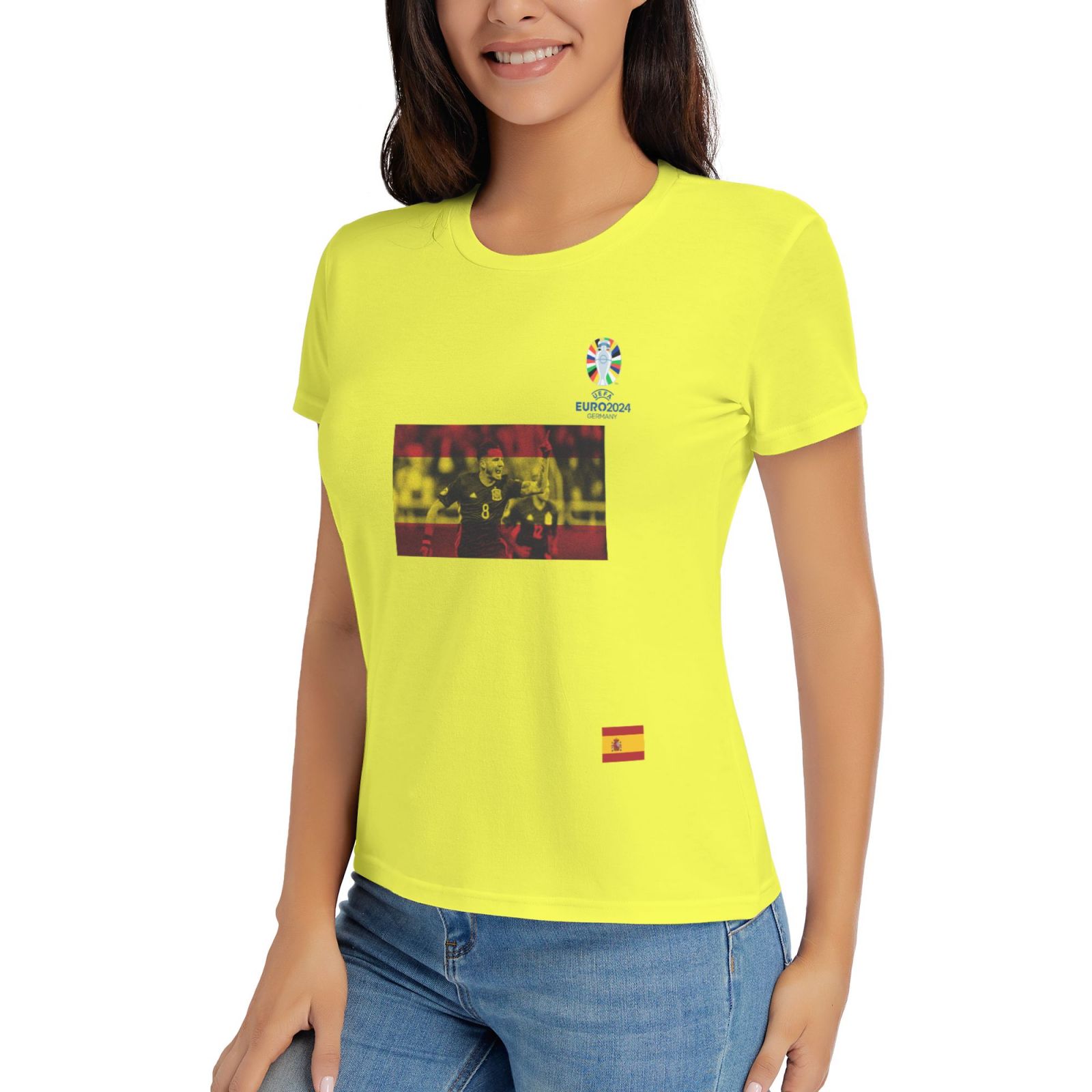 Women's Spain EURO 2024 Basic Short Sleeve T-Shirt WBT1740 - Soccerfana