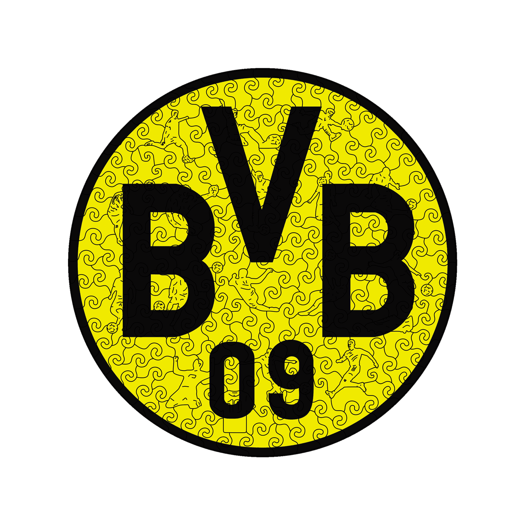 Borussia Dortmund Logo Wooden Jigsaw Puzzle - Soccerfana