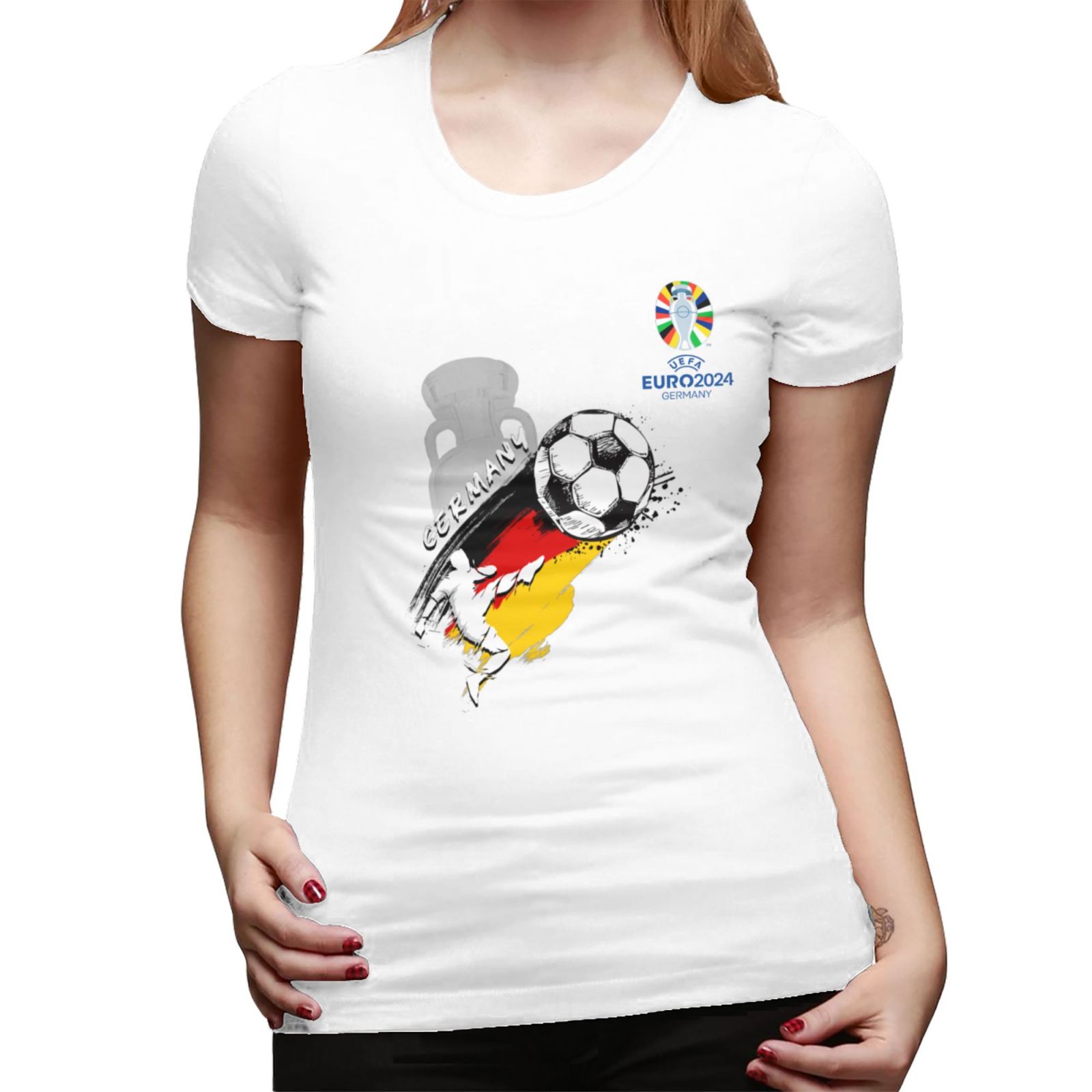 Women's Germany EURO 2024 Basic Short Sleeve T-Shirt WBT1680 - Soccerfana