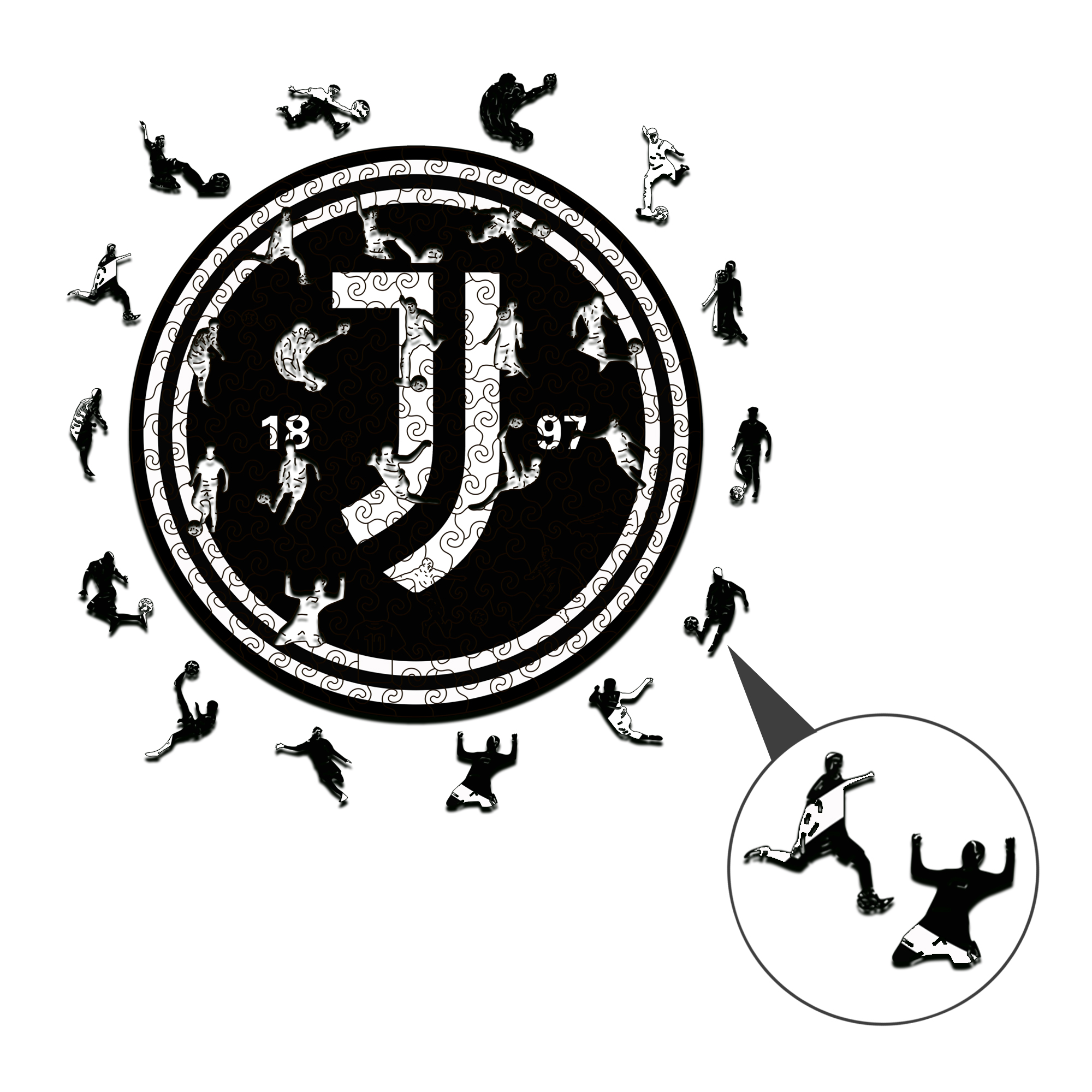 Juventus Logo Wooden Jigsaw Puzzle - Soccerfana