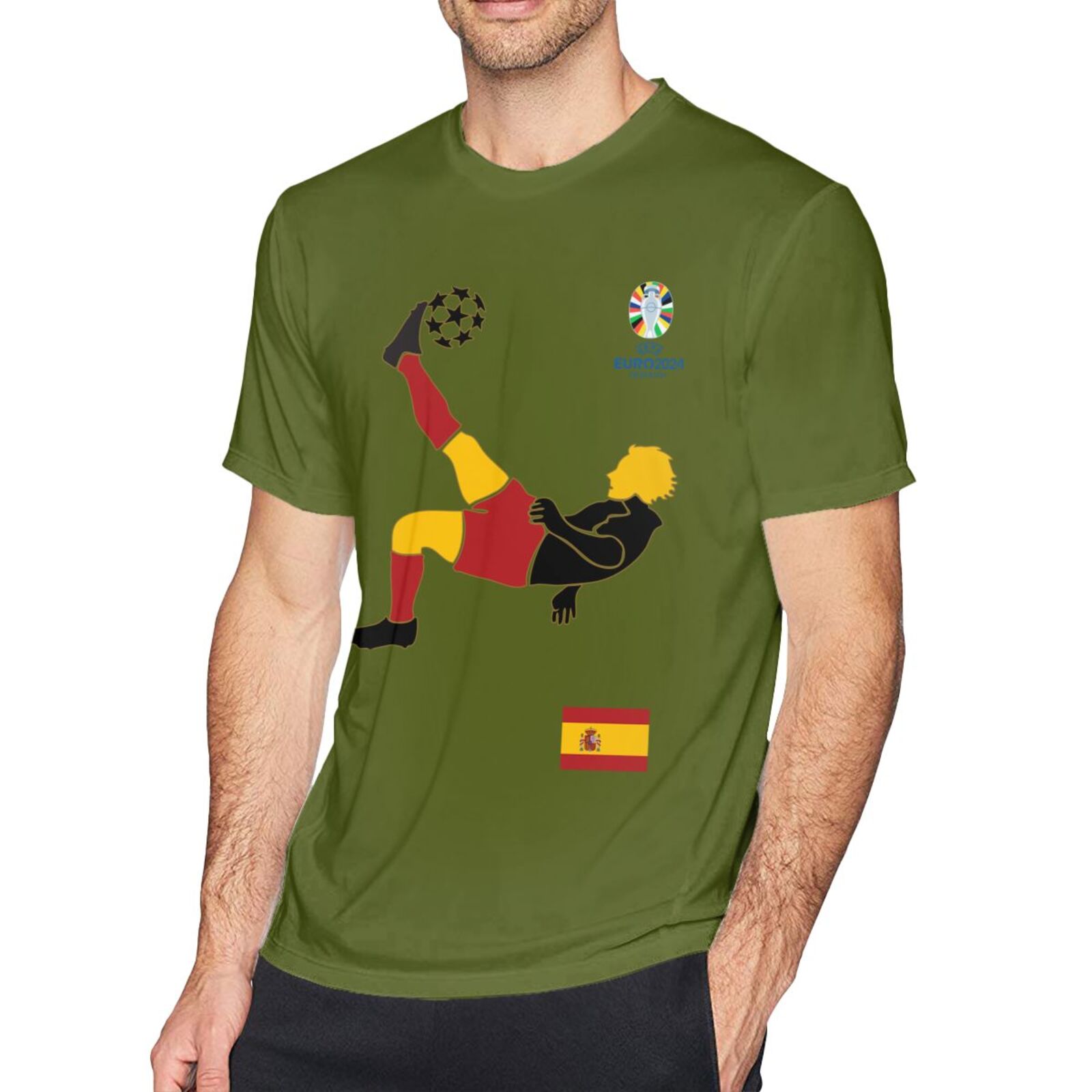 Men's Spain EURO 2024 Basic Short Sleeve T-Shirt BST1724 - Soccerfana