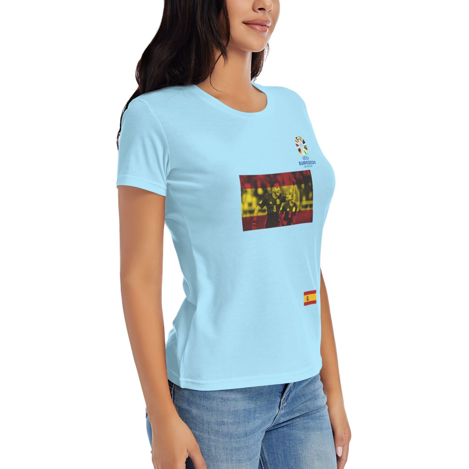 Women's Spain EURO 2024 Basic Short Sleeve T-Shirt WBT1740 - Soccerfana