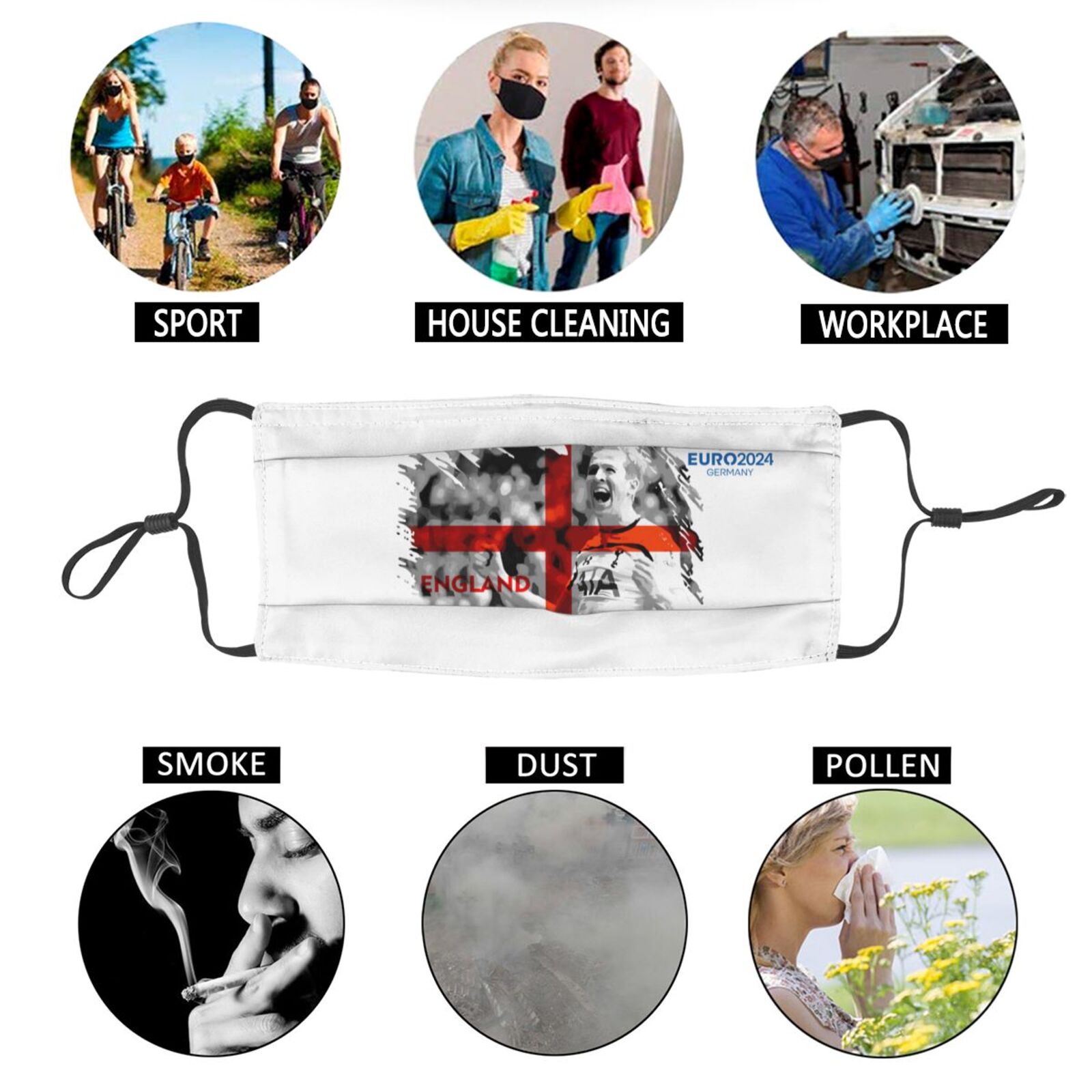 England EURO 2024 Adult Dust Mask DMK1717 - Soccerfana