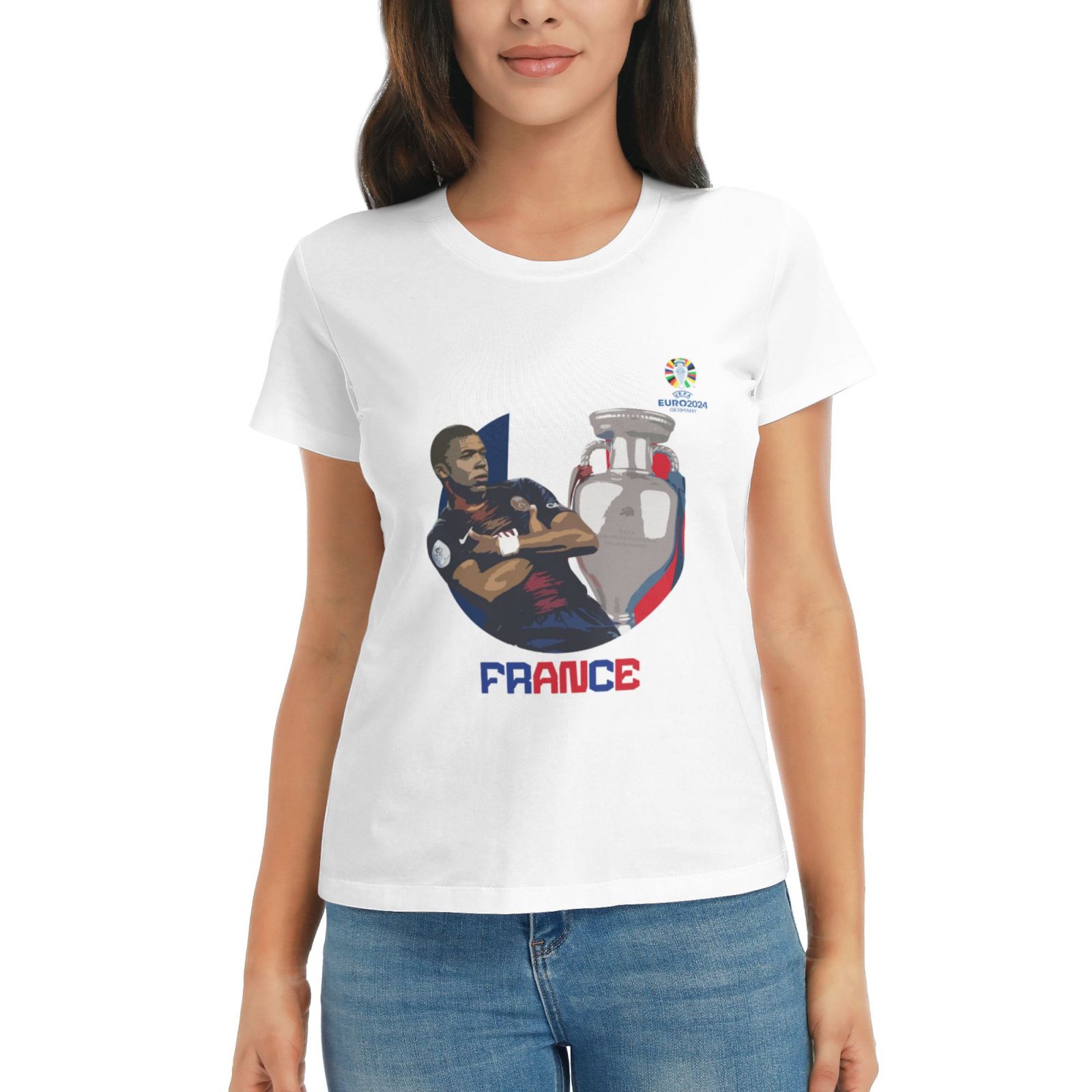 Women's France EURO 2024 Basic Short Sleeve T-Shirt WBT1730 - Soccerfana