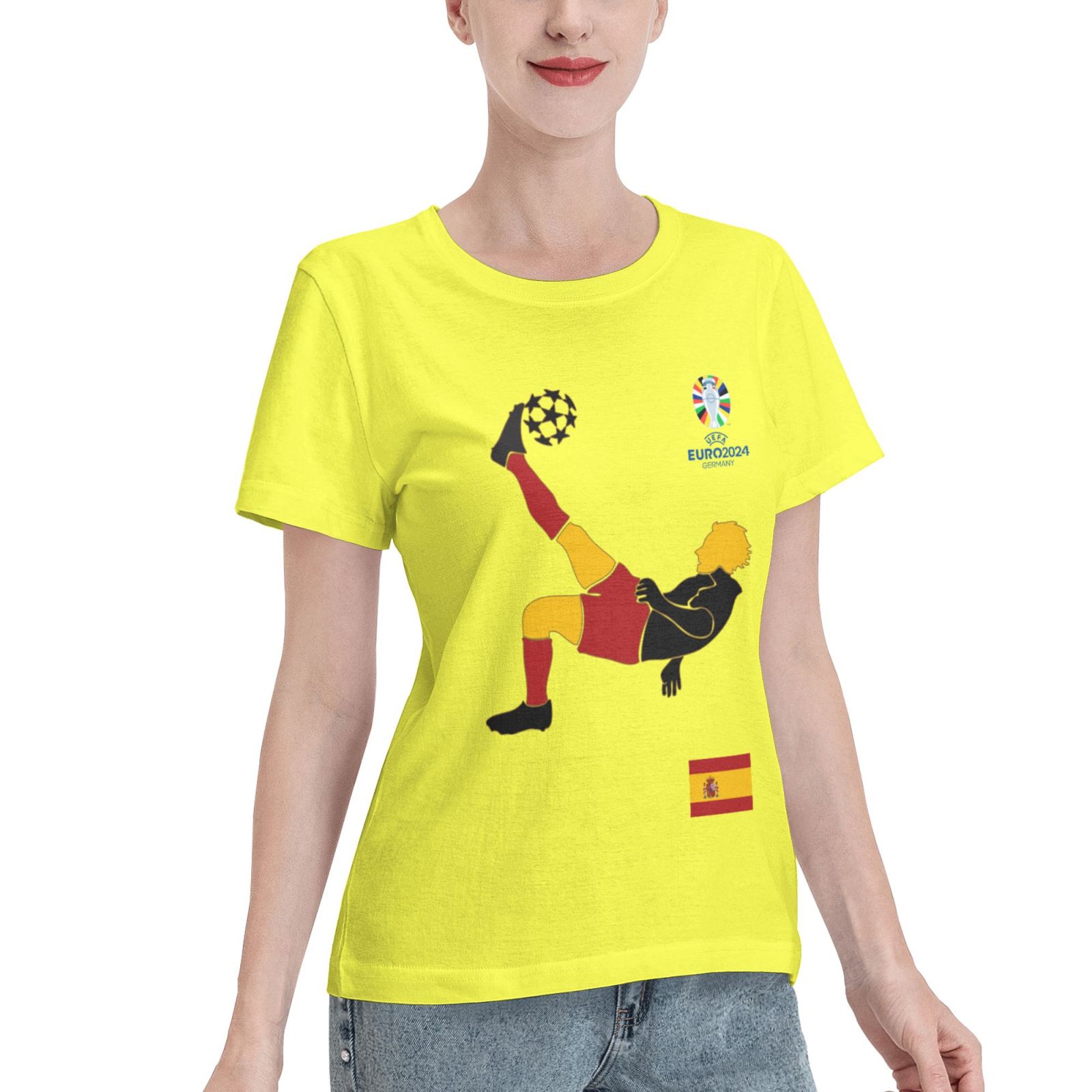 Women's Spain EURO 2024 Basic Short Sleeve T-Shirt WBT1725 - Soccerfana
