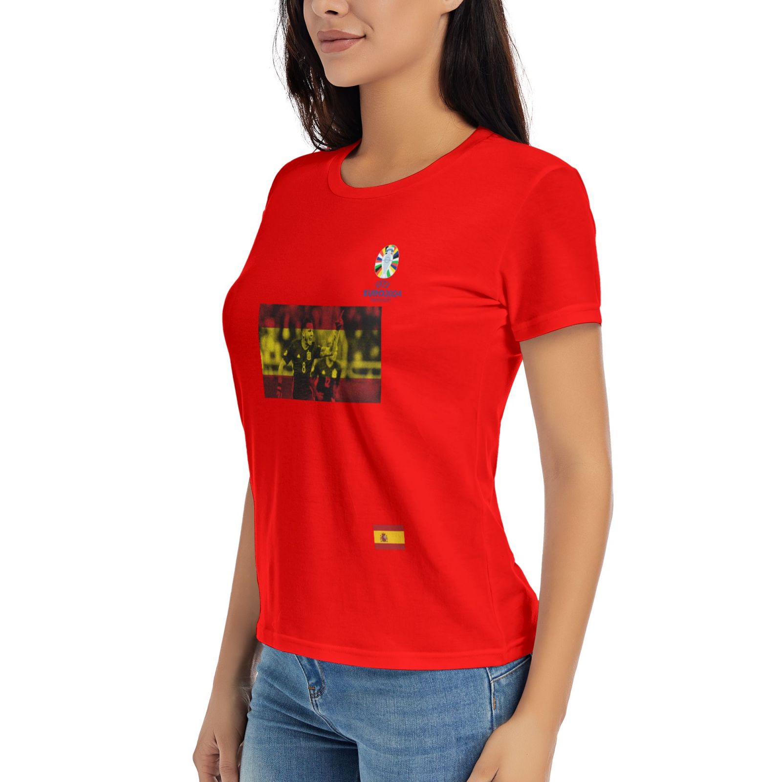 Women's Spain EURO 2024 Basic Short Sleeve T-Shirt WBT1740 - Soccerfana