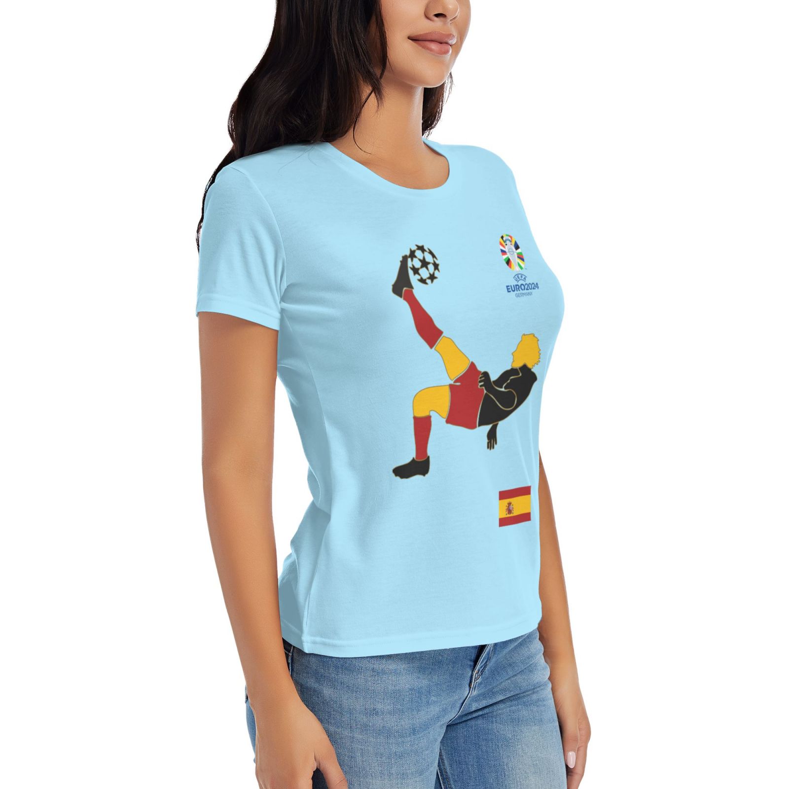 Women's Spain EURO 2024 Basic Short Sleeve T-Shirt WBT1725 - Soccerfana