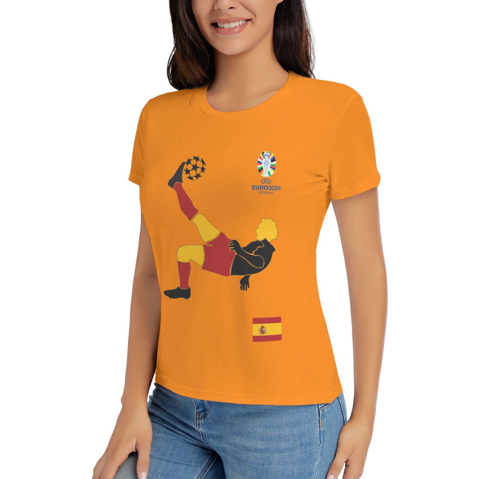 Women's Spain EURO 2024 Basic Short Sleeve T-Shirt WBT1725 - Soccerfana