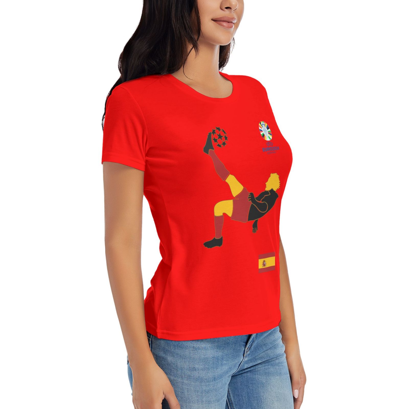 Women's Spain EURO 2024 Basic Short Sleeve T-Shirt WBT1725 - Soccerfana