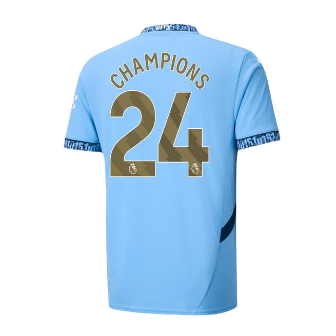 Manchester City Home Jersey With CHAMPIONS 24 Printing 24/25 - Soccerfana