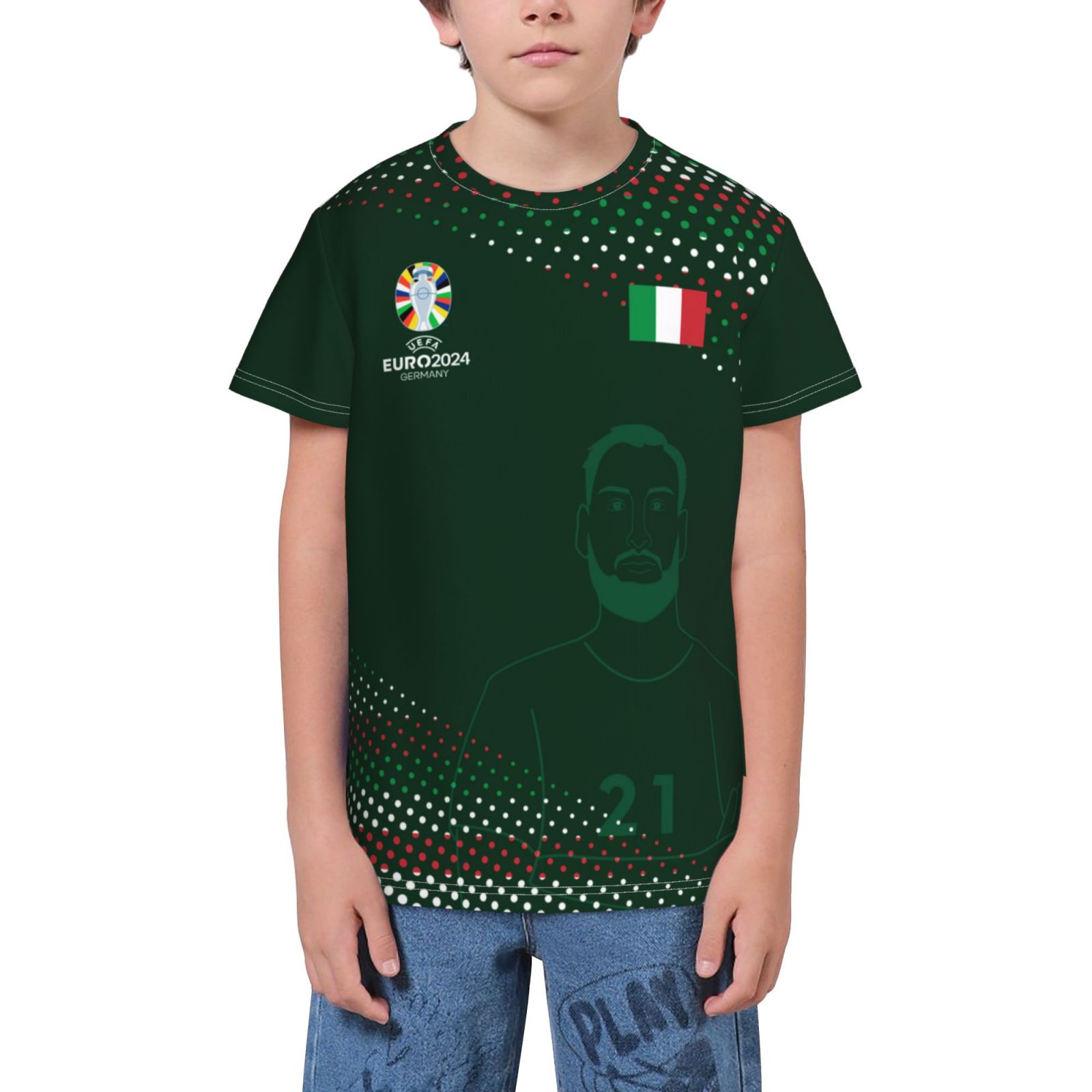 Kid's Italy EURO 2024 Youth Short Sleeve T-Shirt YST1745 - Soccerfana