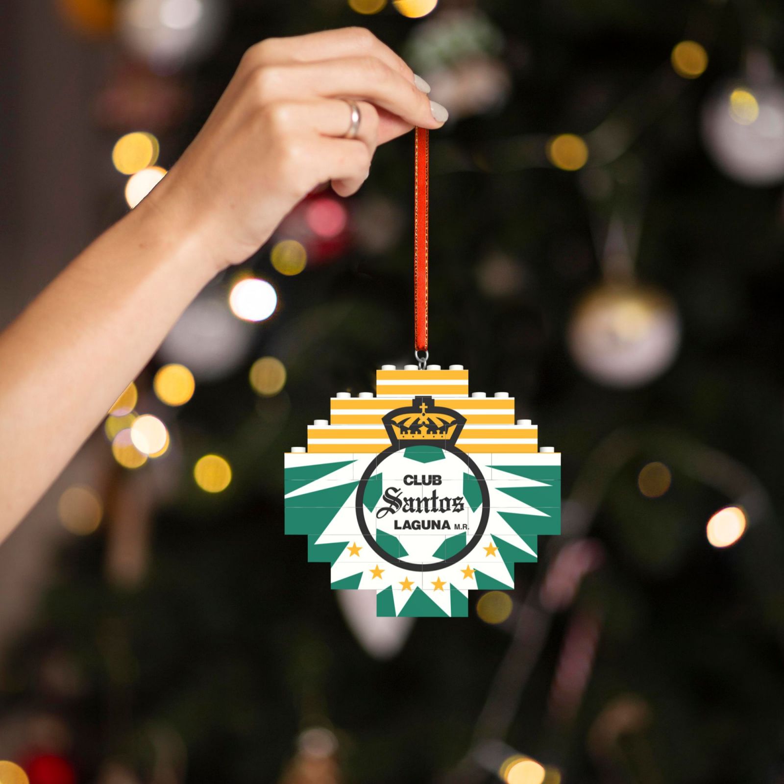 Santos Laguna Building Block Puzzle Ornament BBP2196 - Soccerfana