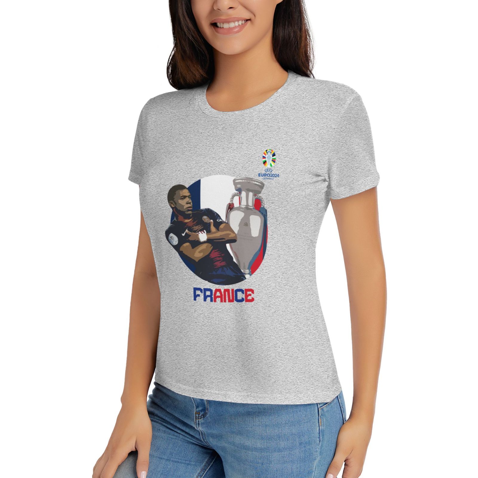 Women's France EURO 2024 Basic Short Sleeve T-Shirt WBT1730 - Soccerfana