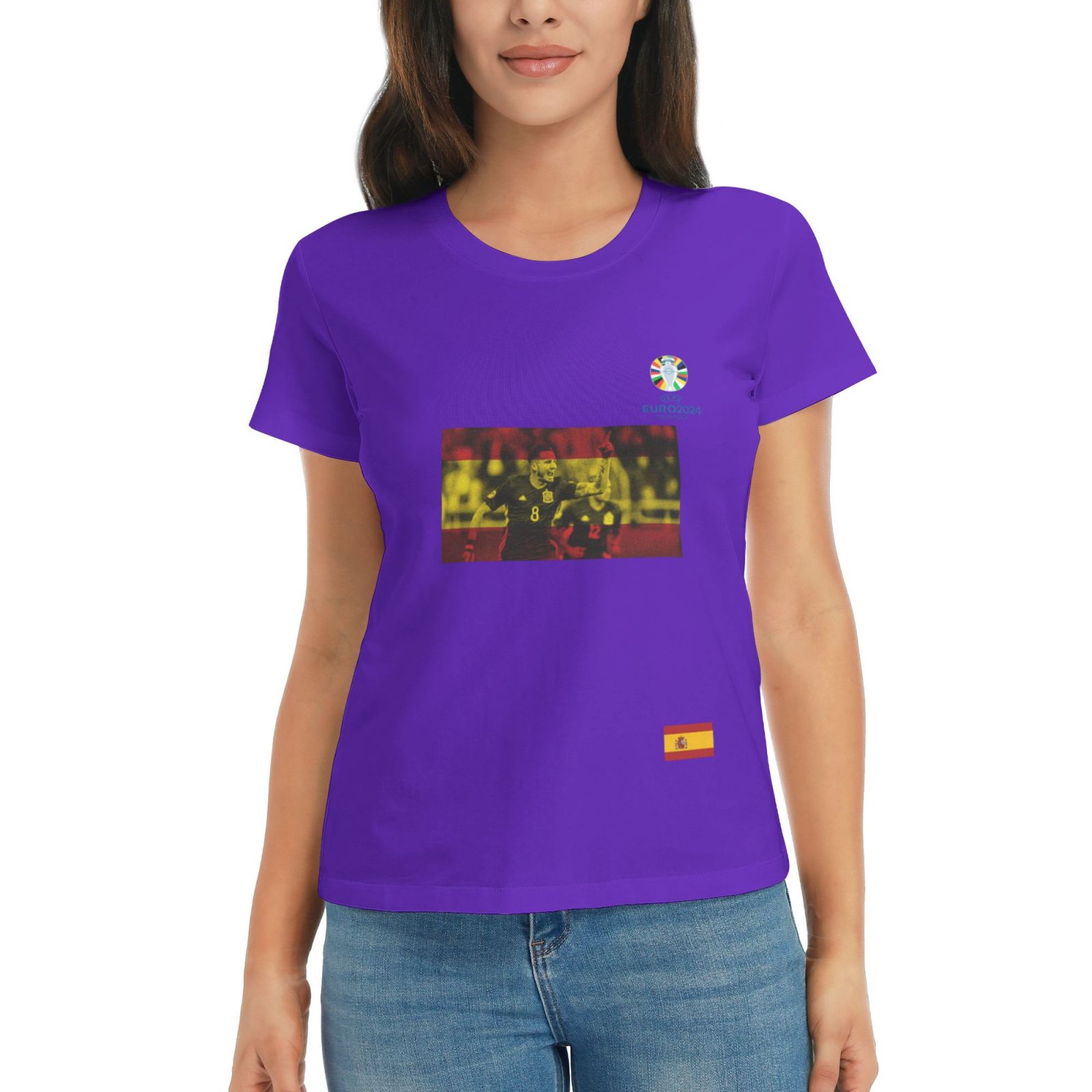 Women's Spain EURO 2024 Basic Short Sleeve T-Shirt WBT1740 - Soccerfana