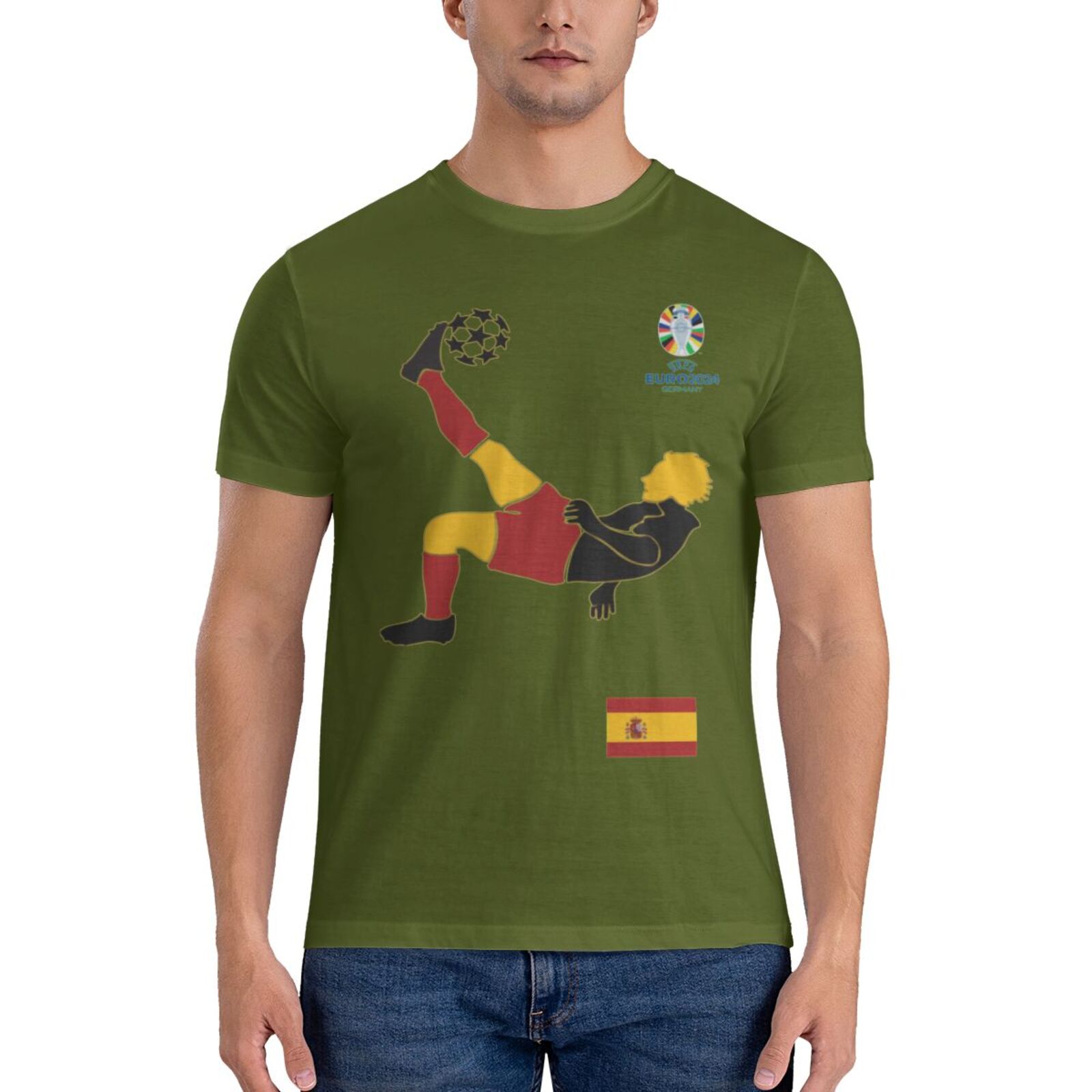 Men's Spain EURO 2024 Basic Short Sleeve T-Shirt BST1724 - Soccerfana