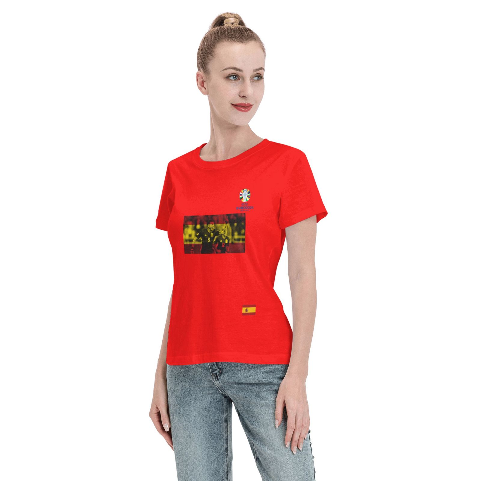 Women's Spain EURO 2024 Basic Short Sleeve T-Shirt WBT1740 - Soccerfana