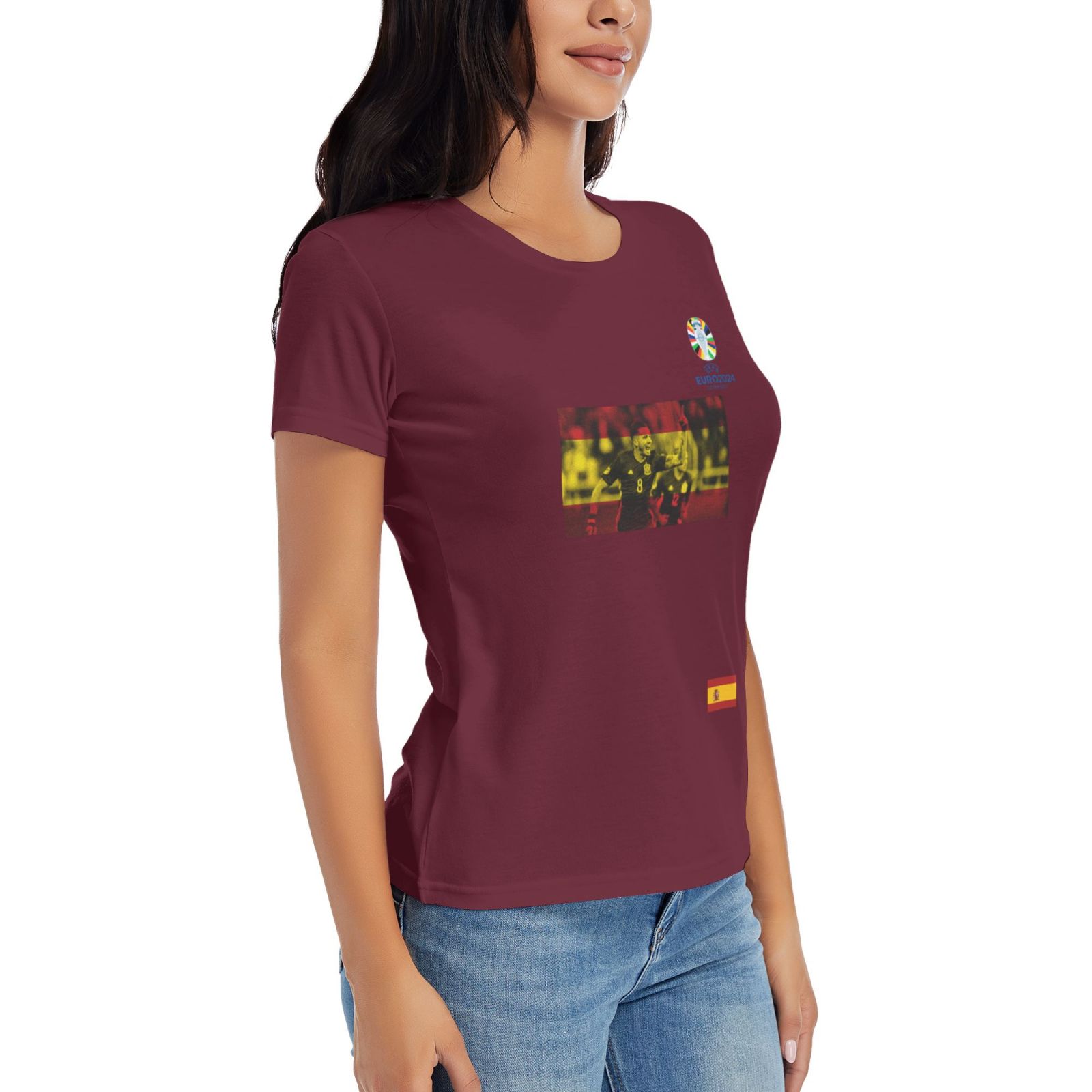 Women's Spain EURO 2024 Basic Short Sleeve T-Shirt WBT1740 - Soccerfana