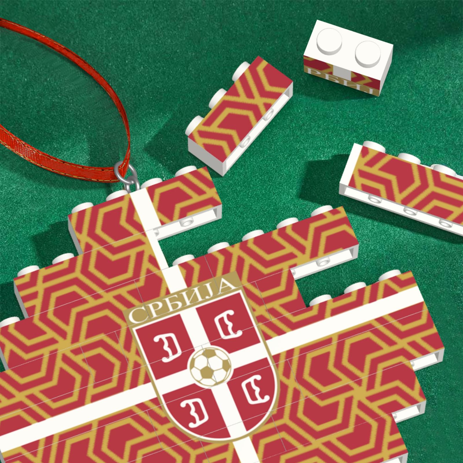 Serbia Building Block Puzzle Ornament BBP1999 - Soccerfana