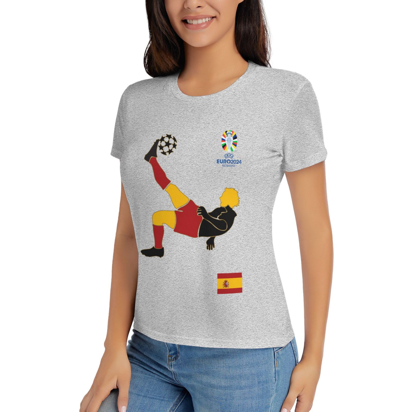 Women's Spain EURO 2024 Basic Short Sleeve T-Shirt WBT1725 - Soccerfana