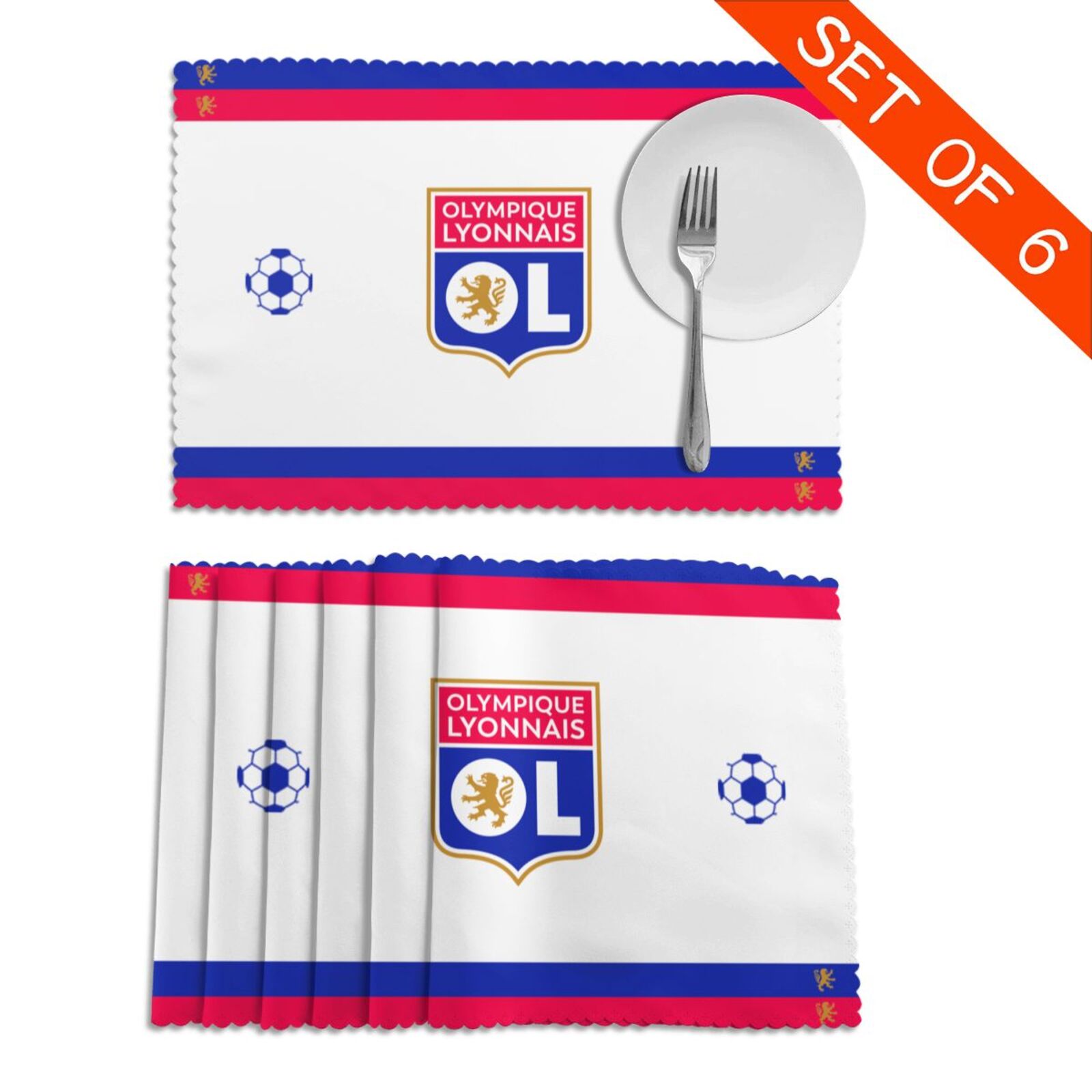 Olympique Lyonnais Placemat Set Of 6 PFD2279 - Soccerfana