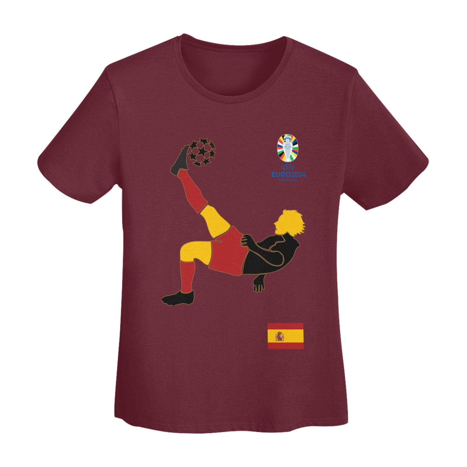 Women's Spain EURO 2024 Basic Short Sleeve T-Shirt WBT1725 - Soccerfana