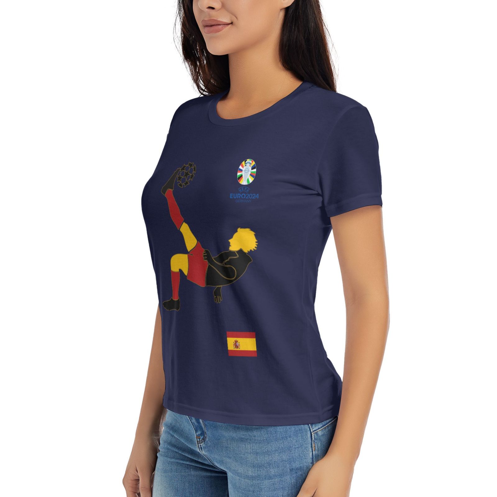 Women's Spain EURO 2024 Basic Short Sleeve T-Shirt WBT1725 - Soccerfana