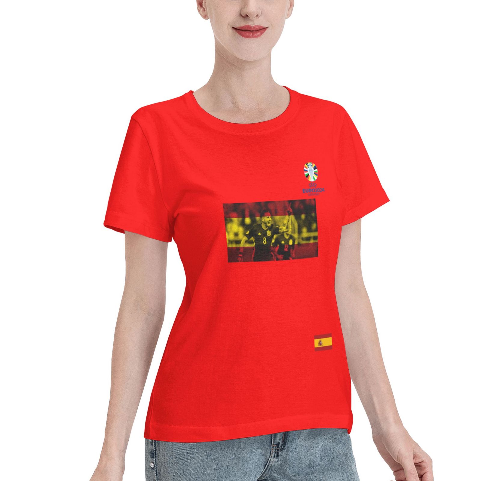 Women's Spain EURO 2024 Basic Short Sleeve T-Shirt WBT1740 - Soccerfana