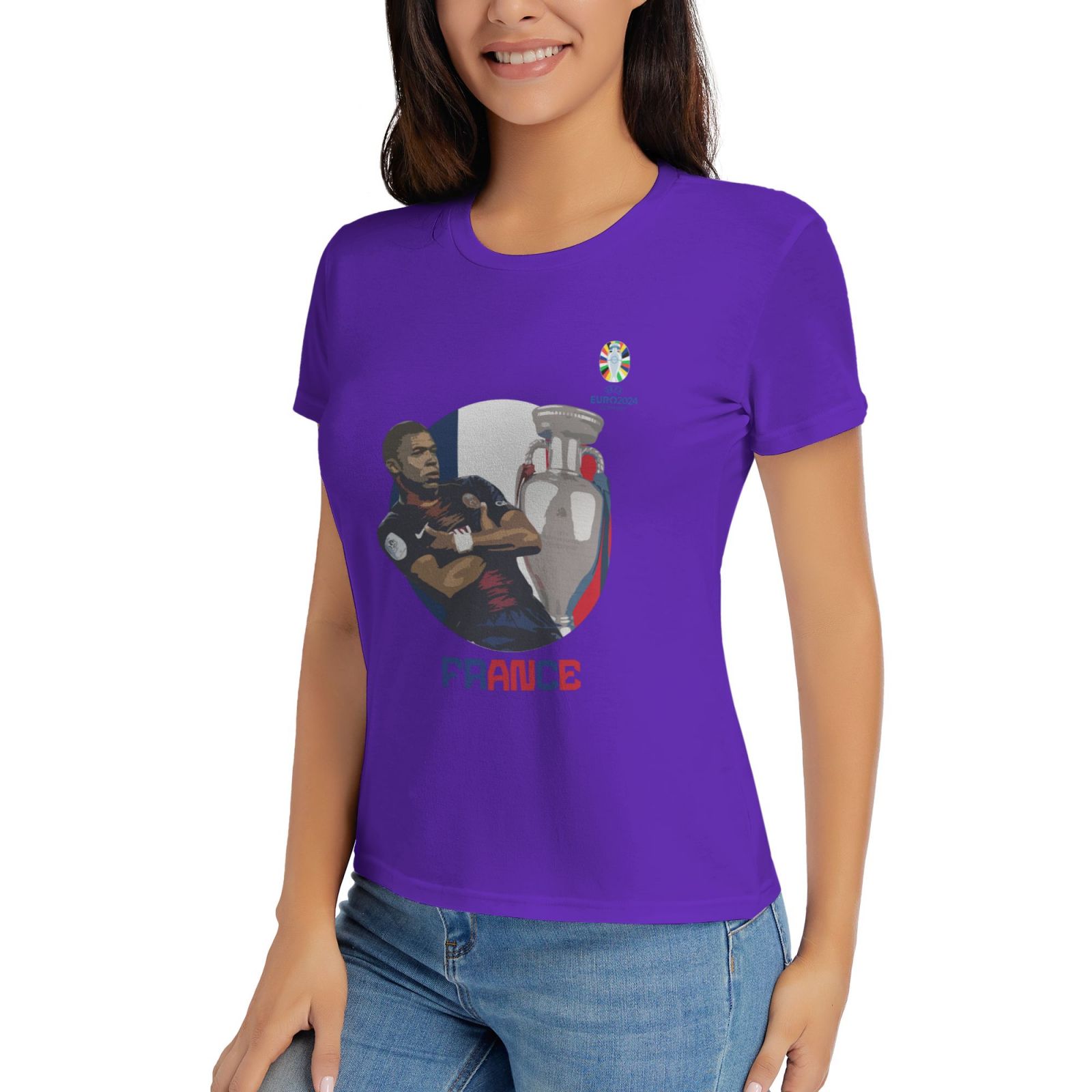 Women's France EURO 2024 Basic Short Sleeve T-Shirt WBT1730 - Soccerfana