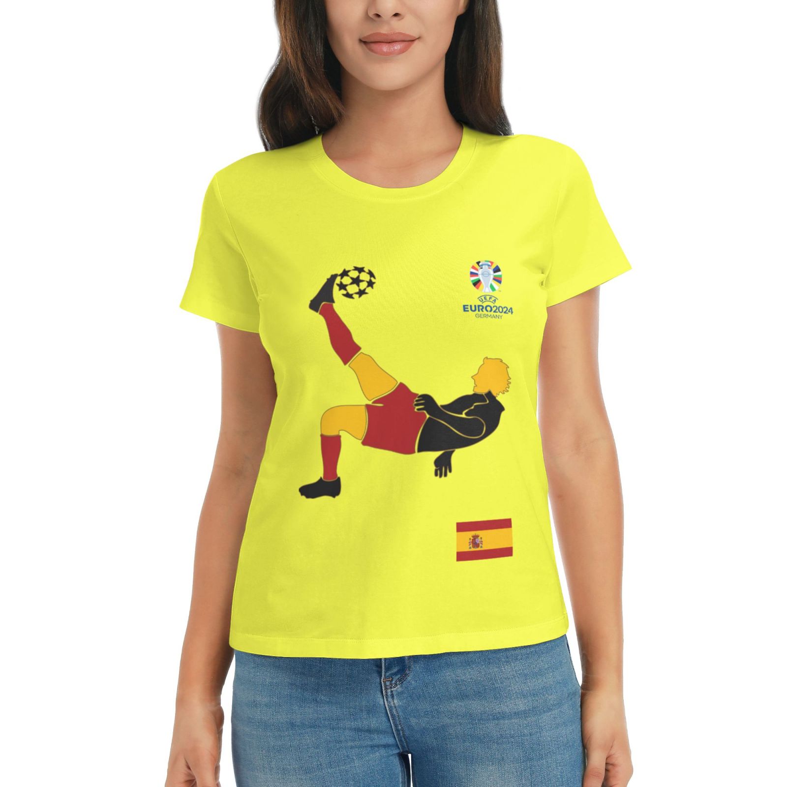 Women's Spain EURO 2024 Basic Short Sleeve T-Shirt WBT1725 - Soccerfana