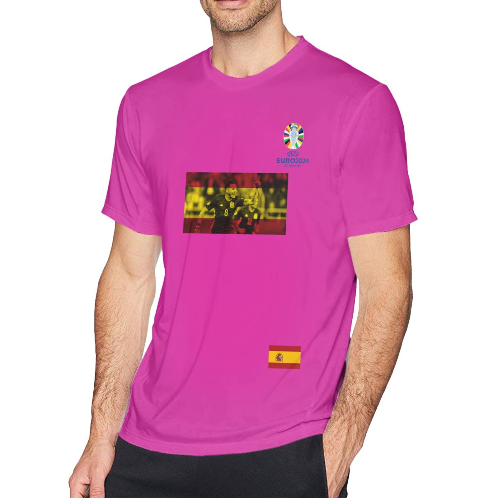 Men's Spain EURO 2024 Basic Short Sleeve T-Shirt BST1739 - Soccerfana